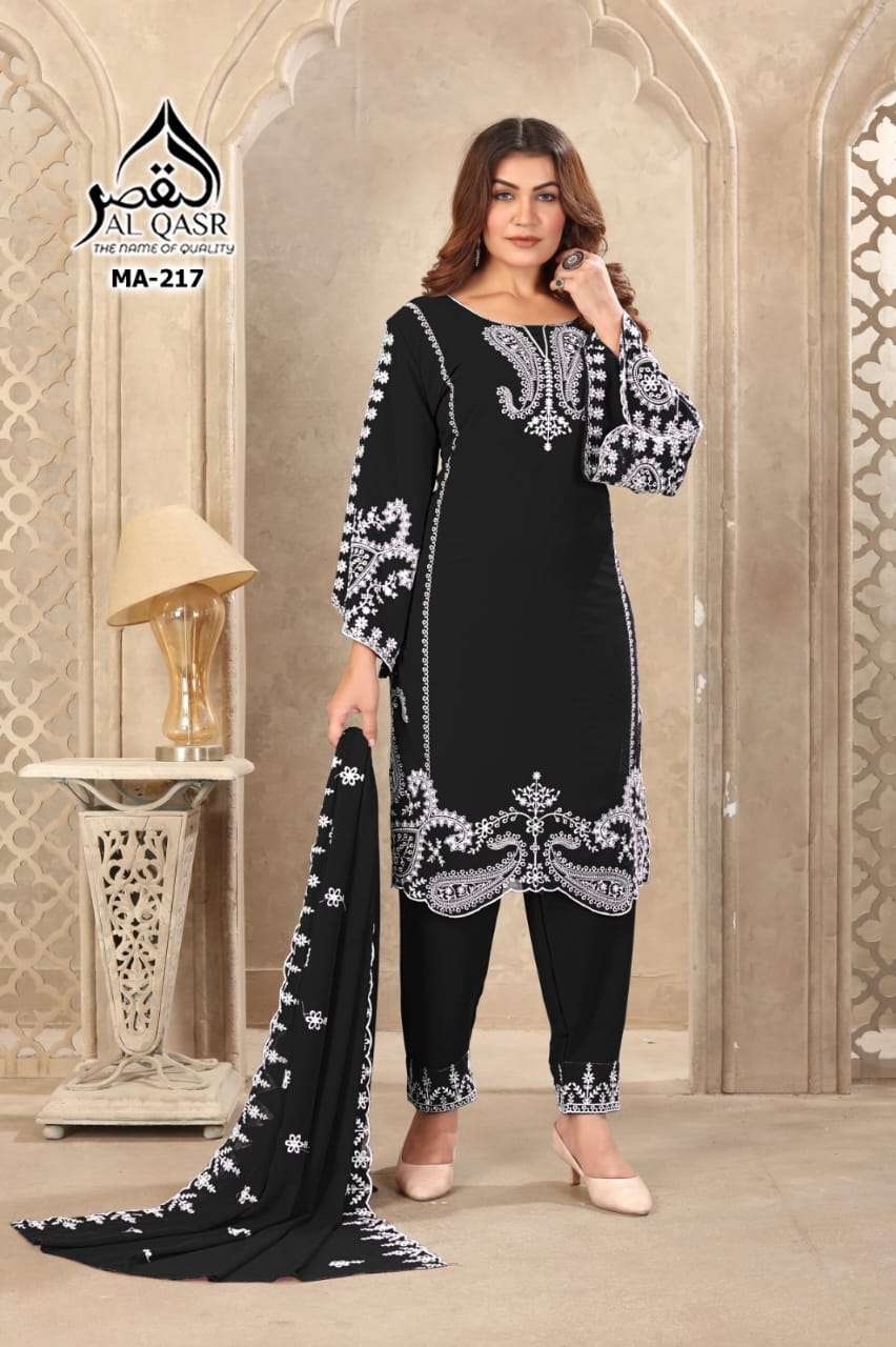 AL-QASR MA-217 PURE FAUX GEORGETTE EMBROIDERY PAKISTANI DRESSES-00245