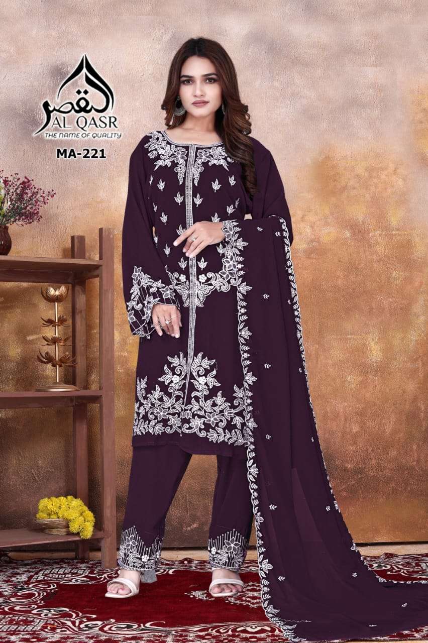 AL-QASR MA-221 PURE FAUX GEORGETTE EMBROIDERY PAKISTANI DRESSES-00245