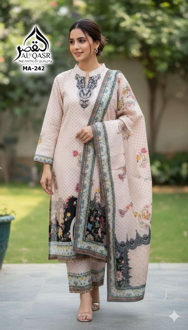 AL-QASR MA-242 PURE SATIN PRINTED DRESSES-00245