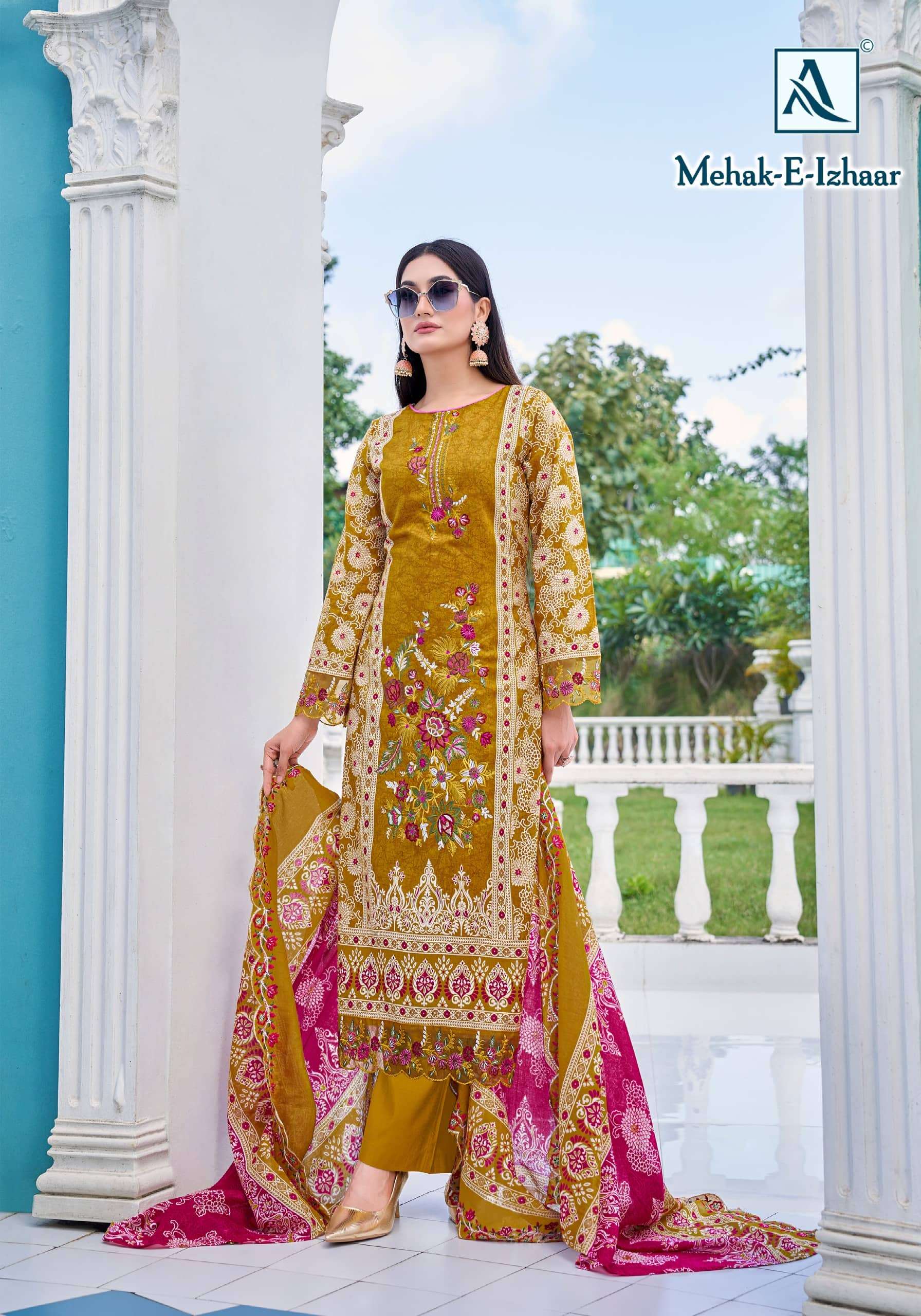 ALOK SUIT MAHEK I IZHAAR PURE CAMBRIC COTTON PRINTED PAKISTANI DRESSES-00011