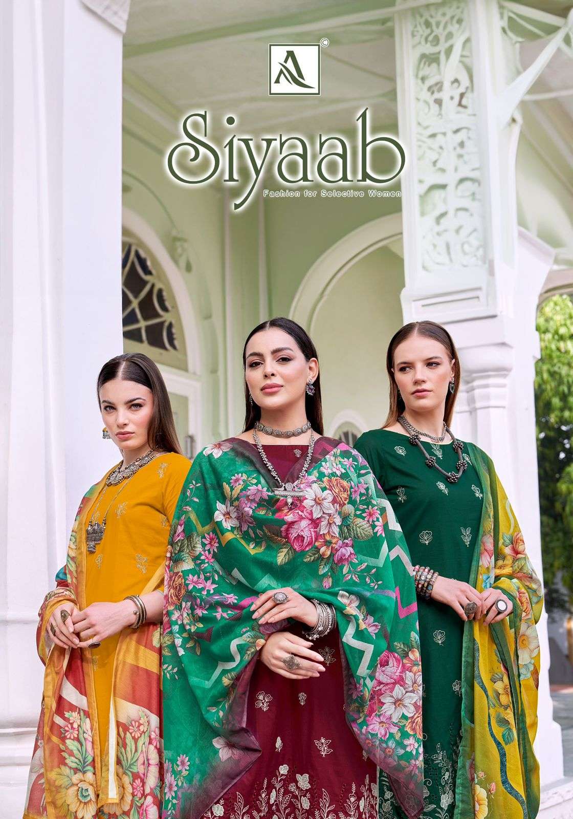 ALOK SUIT SIYAAB PURE CAMBRIC COTTON EMBROIDERY PAKISTANI  DRESSES-00201