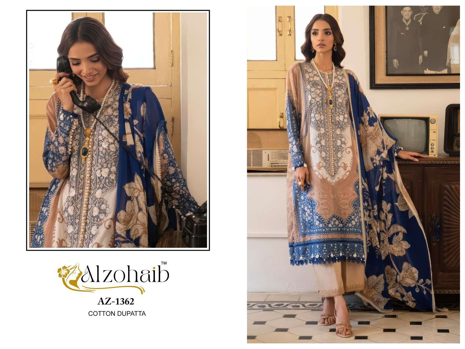 ALZHOHAIB AZ-1361 SERIES PURE COTTON PATCHWORK PAKISATNI DRESSES-00071