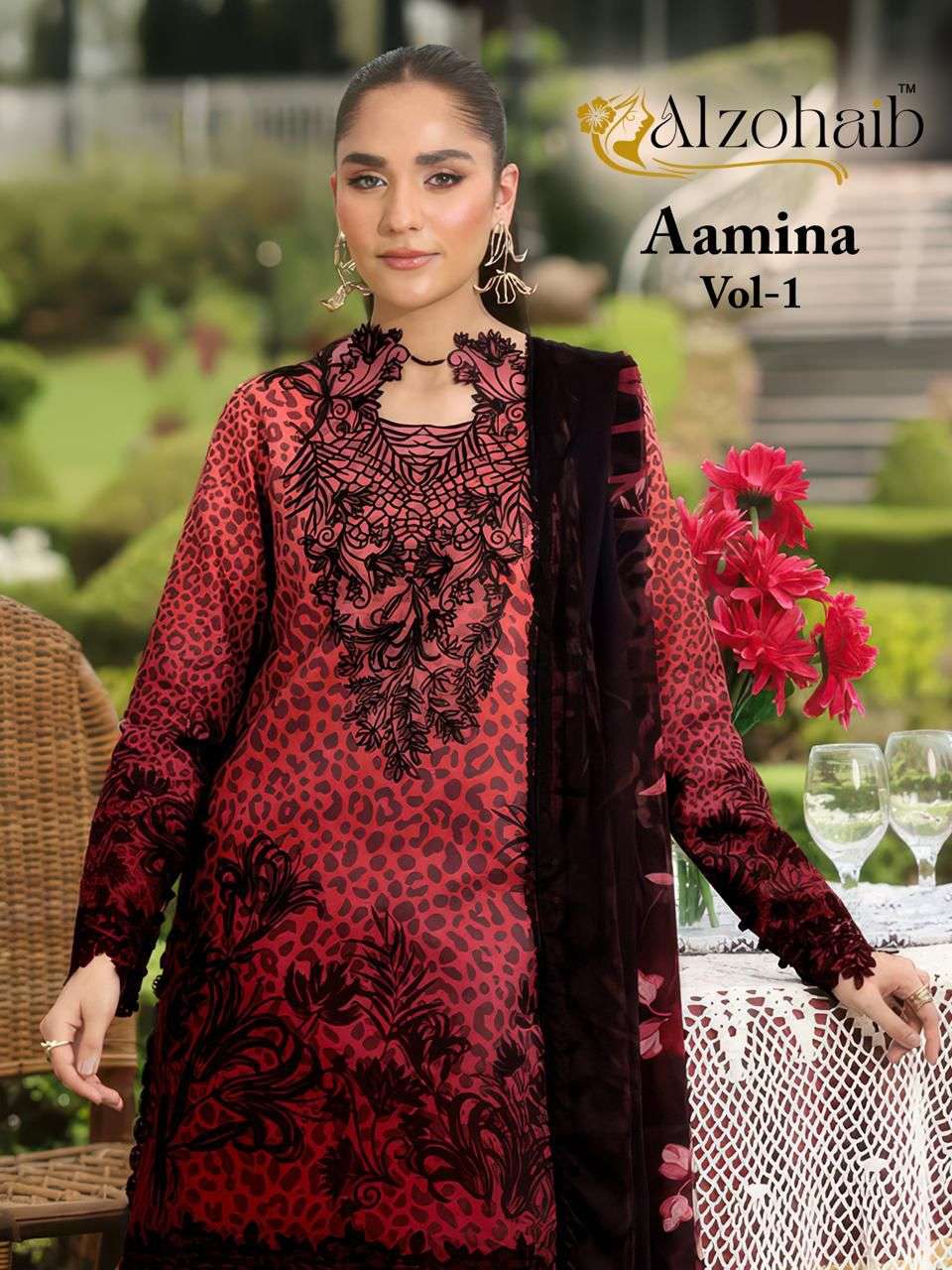 ALZOHAIB AAMINA VOL-01 1347 TO 1355 SERIES PURE COTTON EMBROIDERY PAKISTANI DRESSES-00071