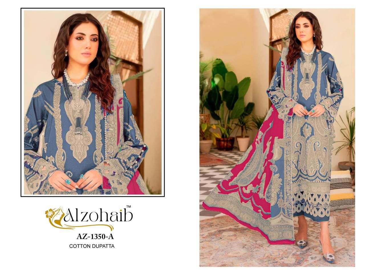 ALZOHAIB AZ-1356 PURE COTTON PATCH WORK PAKISATNI DRESSES-00201