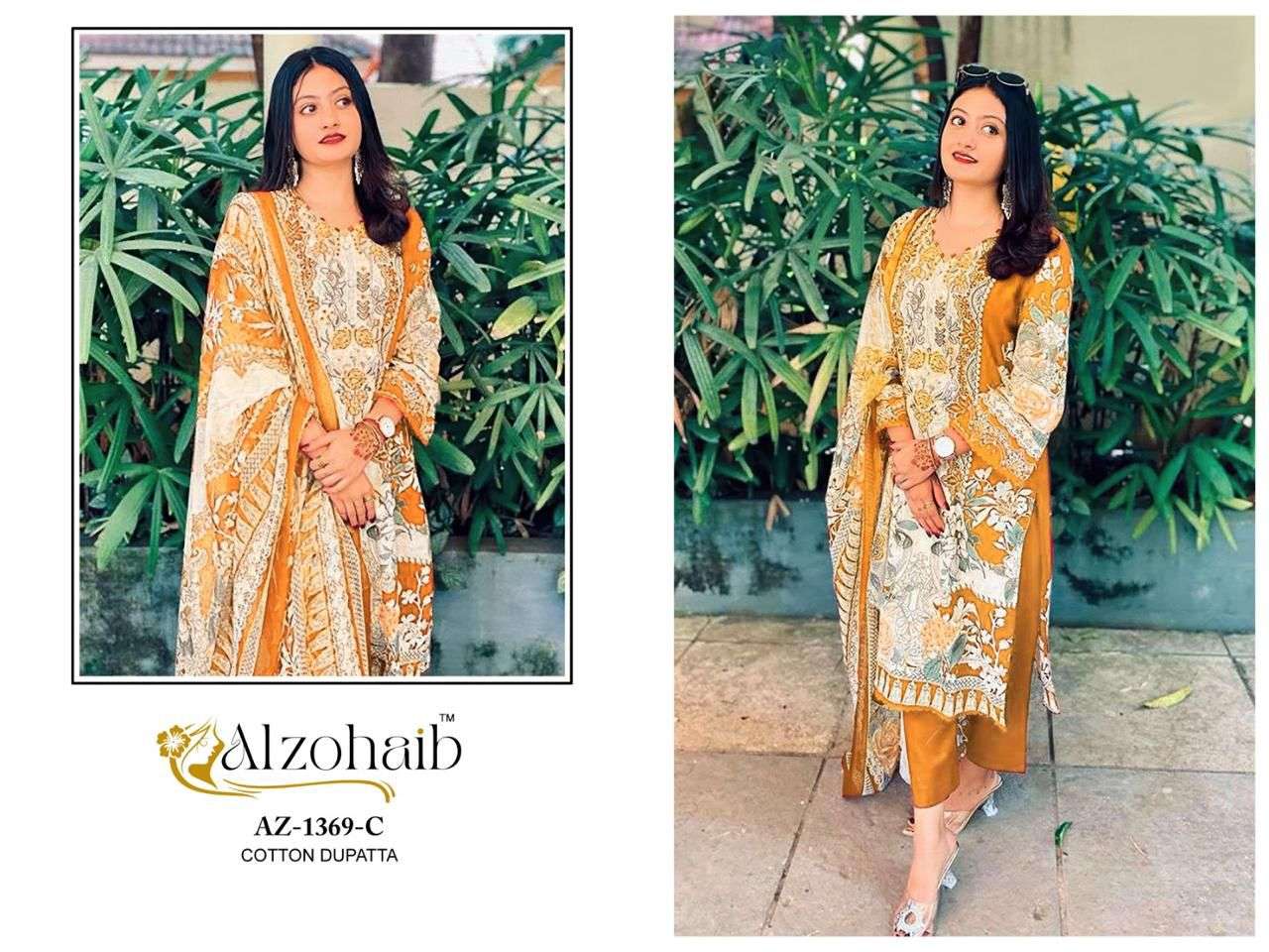 ALZOHAIB AZ-1369 A TO D SERIES PURE COTTON EMBROIDERY PAKISTANI DRESSES-00201