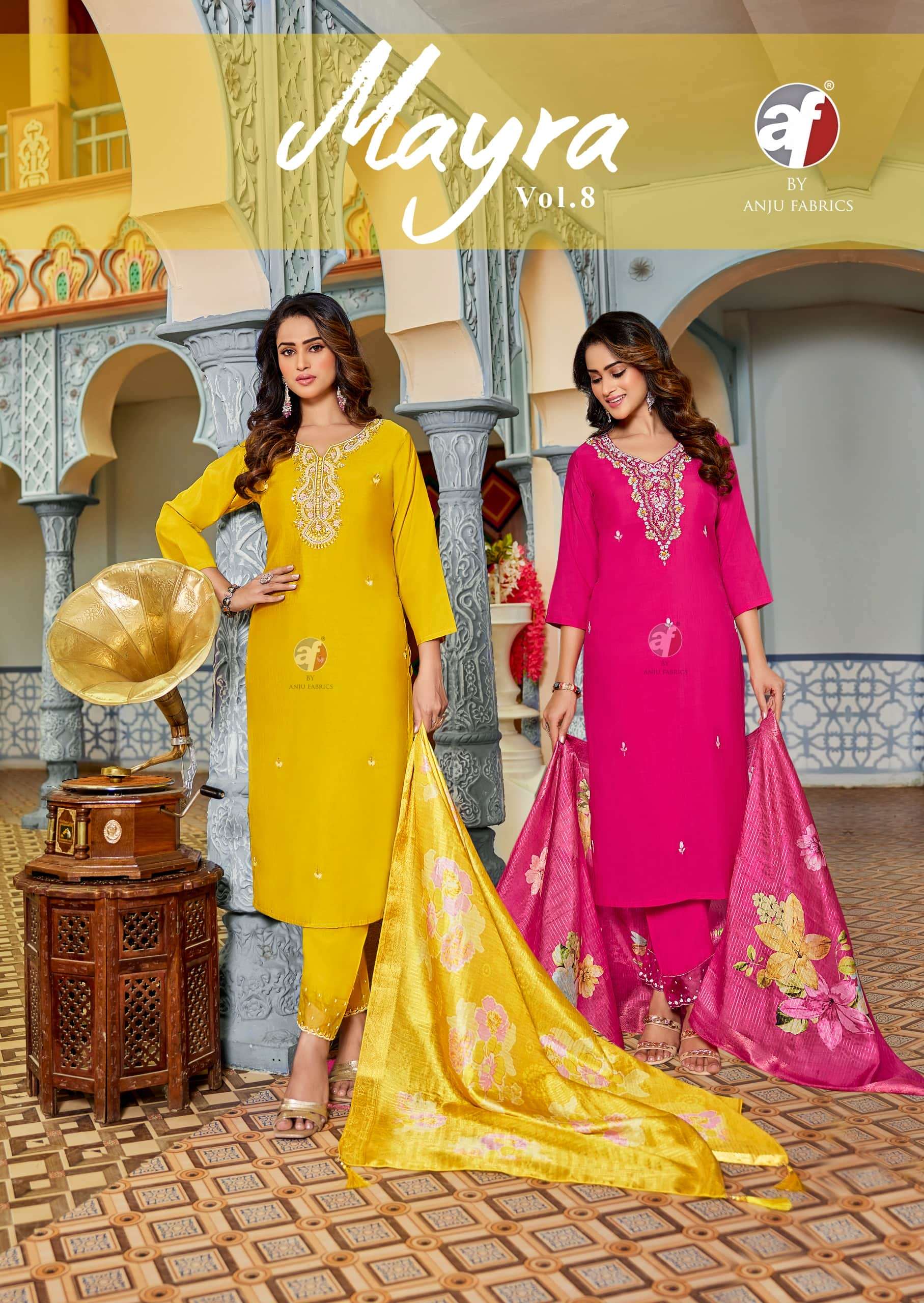 ANJU FABRIC MAYRA VOL-08 5011 TO 5016 SERIES PURE MODAL SILK DRESSES-00140