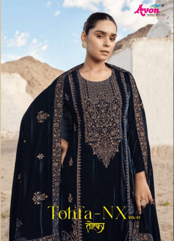 AVON TOHFA NX-1 2134 A TO D SERIES PURE VELVET EMBROIDERY PAKISTANI DRESSES-00402