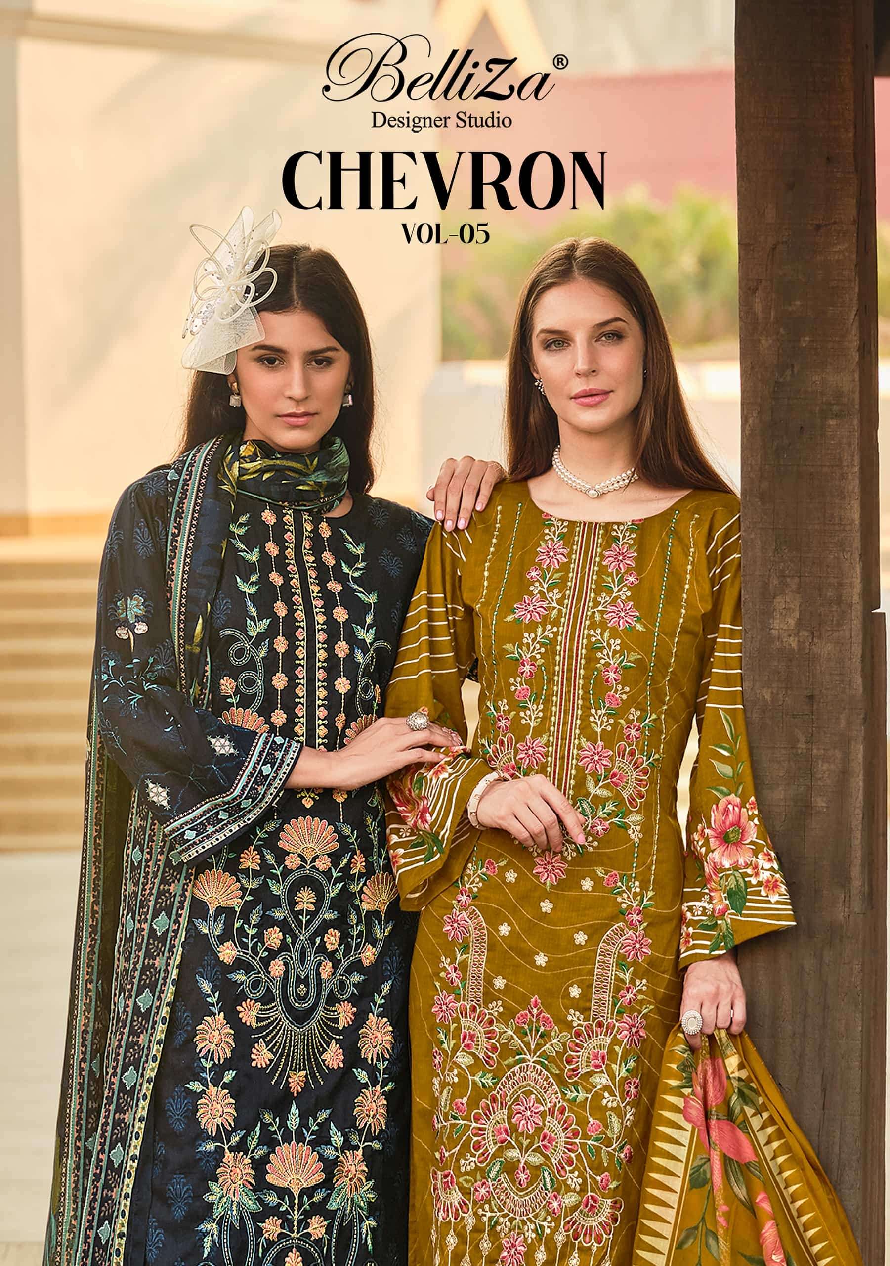 BELLIZA CHEVRON VOL-05 PURE COTTON PRINTED EMBROIDERY PAKISTANI DRESSES-00011