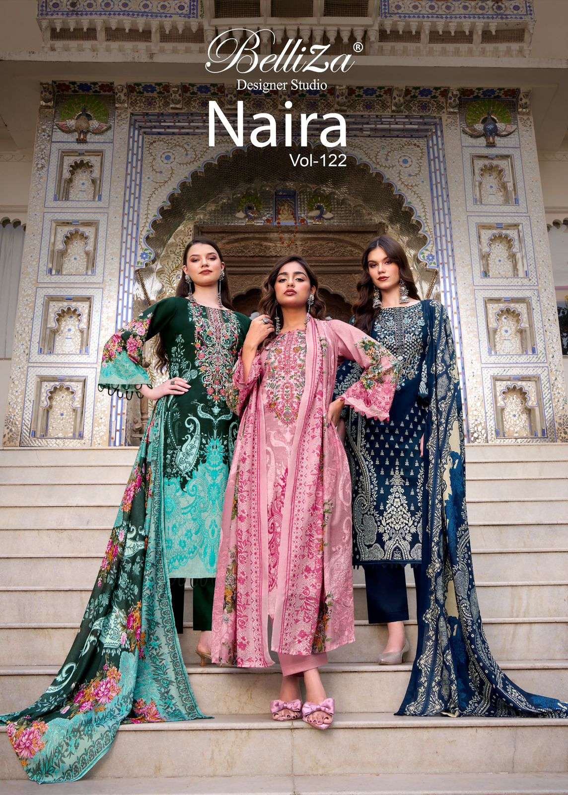 BELLIZA NAIRA VOL-122 915-001 TO 915-008 SERIES PURE COTTON PRINTED PAKISATNI DRESSES-00201