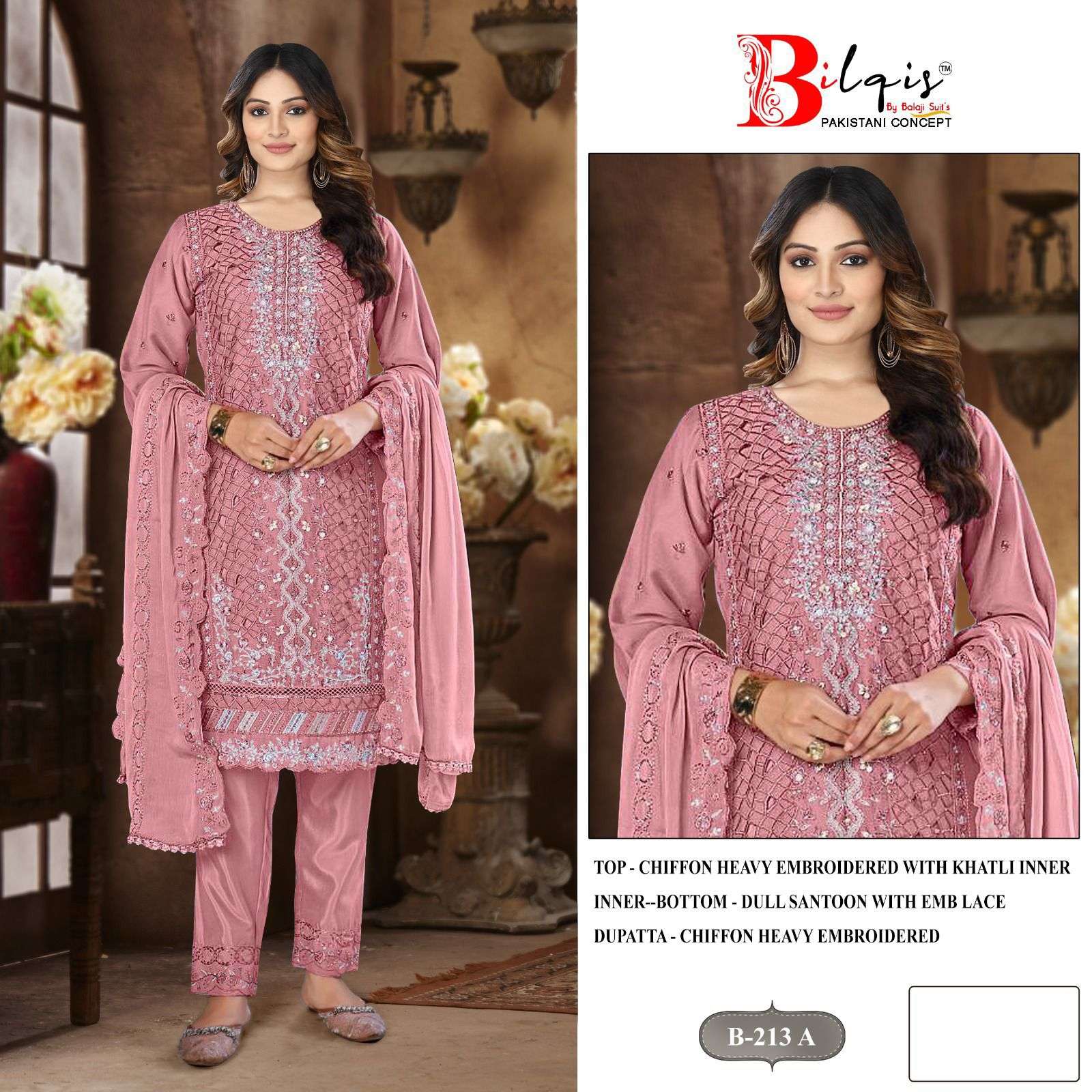BILQIS B-213 A TO D SERIES PURE CHIFFON EMBROIDERY PAKISTANI DRESSES-00011