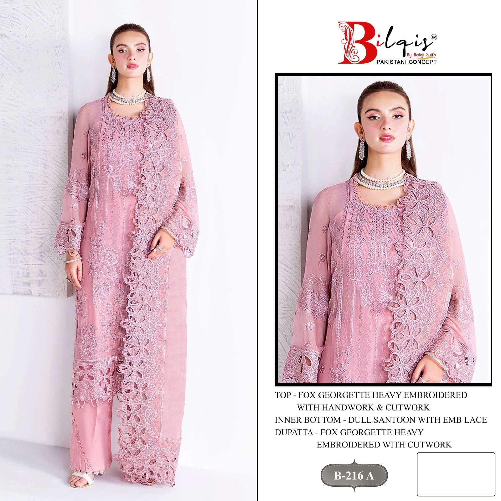 BILQIS  B-216 A TO D SERIES PURE FAUX GEORGETTE EMBROIDERY DRESSES-00201