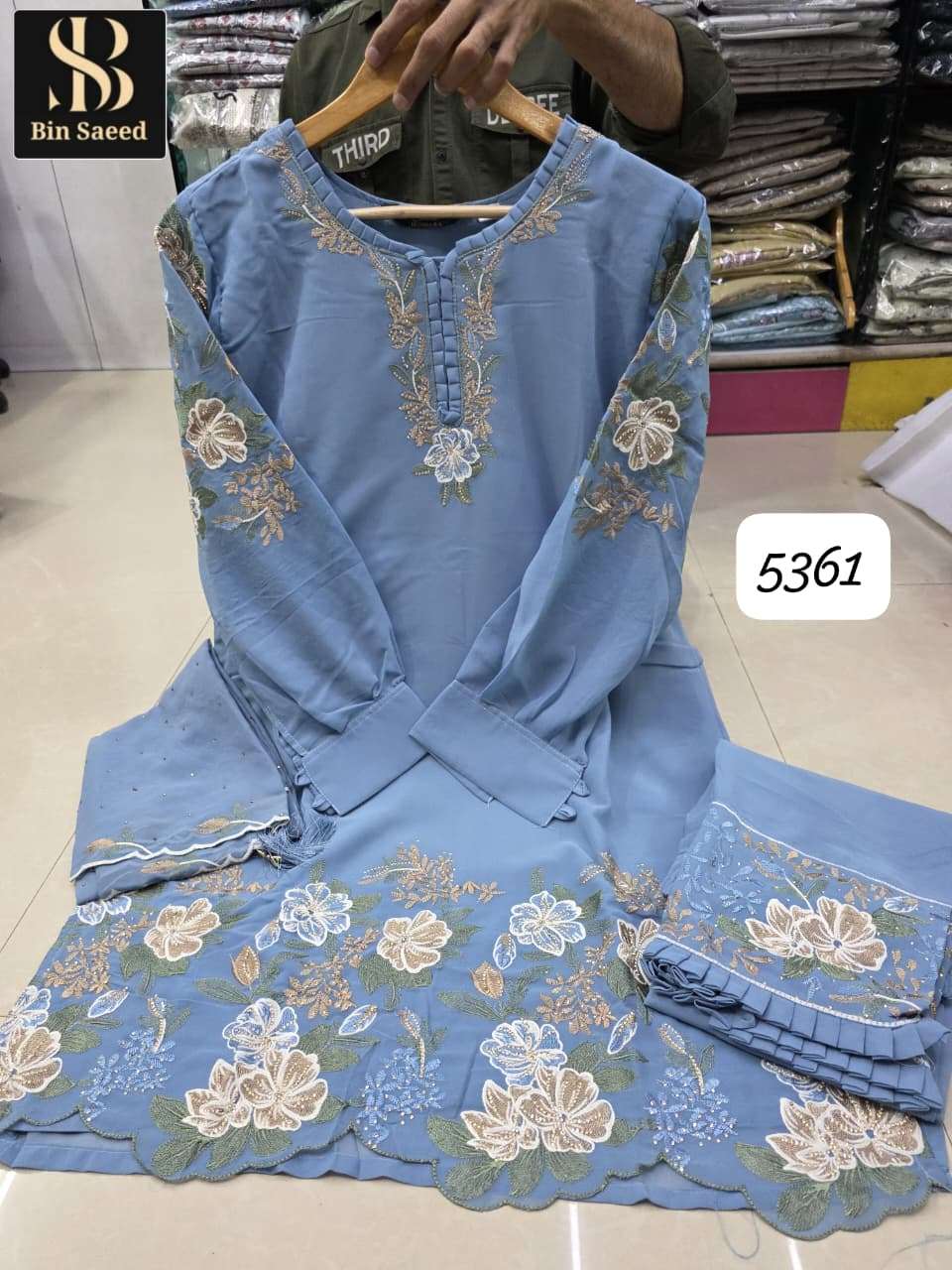 BIN SAEED 5361 BY ASLIWHOLESALE DESIGNER PURE GEORGETTE EMBROIDERY DRESSES-00272