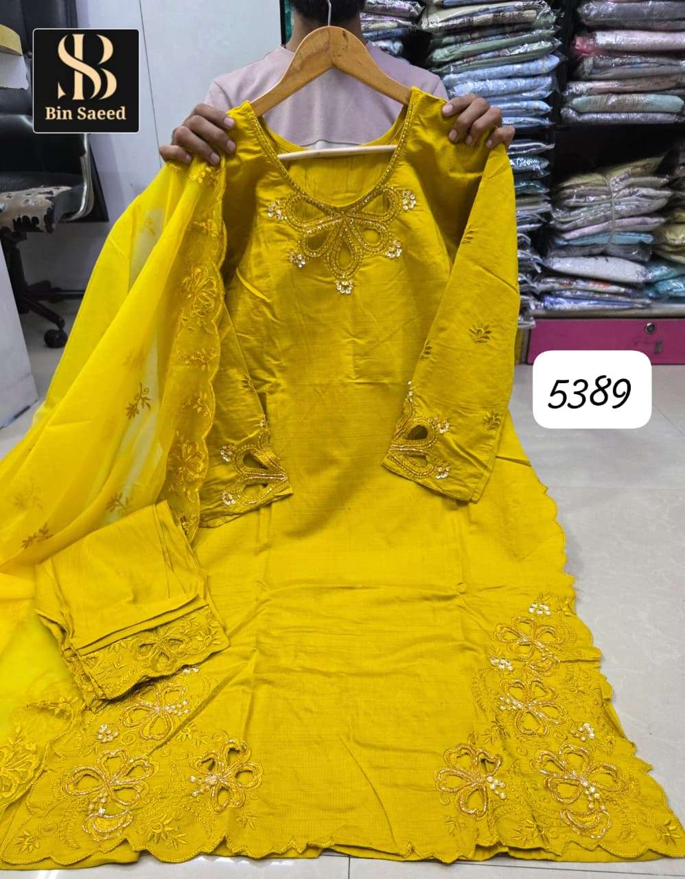 BIN SAEED 5389 BY ASLIWHOLESALE DESIGNER PURE SILK HANDWORK DRESSES-00272