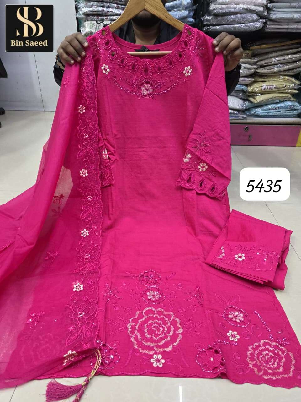 BIN SAEED 5435 BY ASLIWHOLESALE DESIGNER PURE ROMAN EMBROIDERY DRESSES -00272