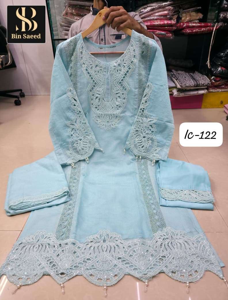 BIN SAEED IC-122 PURE MALBARI EMBROIDERY PAKISTANI DRESSES-00272