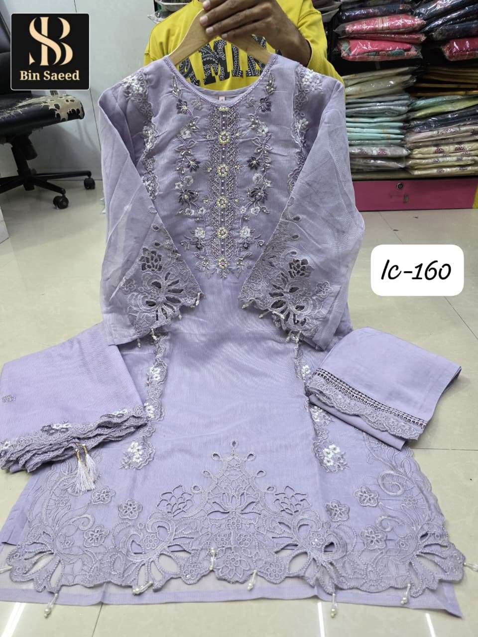 BIN SAEED IC-160 PURE COTTON EMBROIDERY PAKISTANI DRESSES-00272