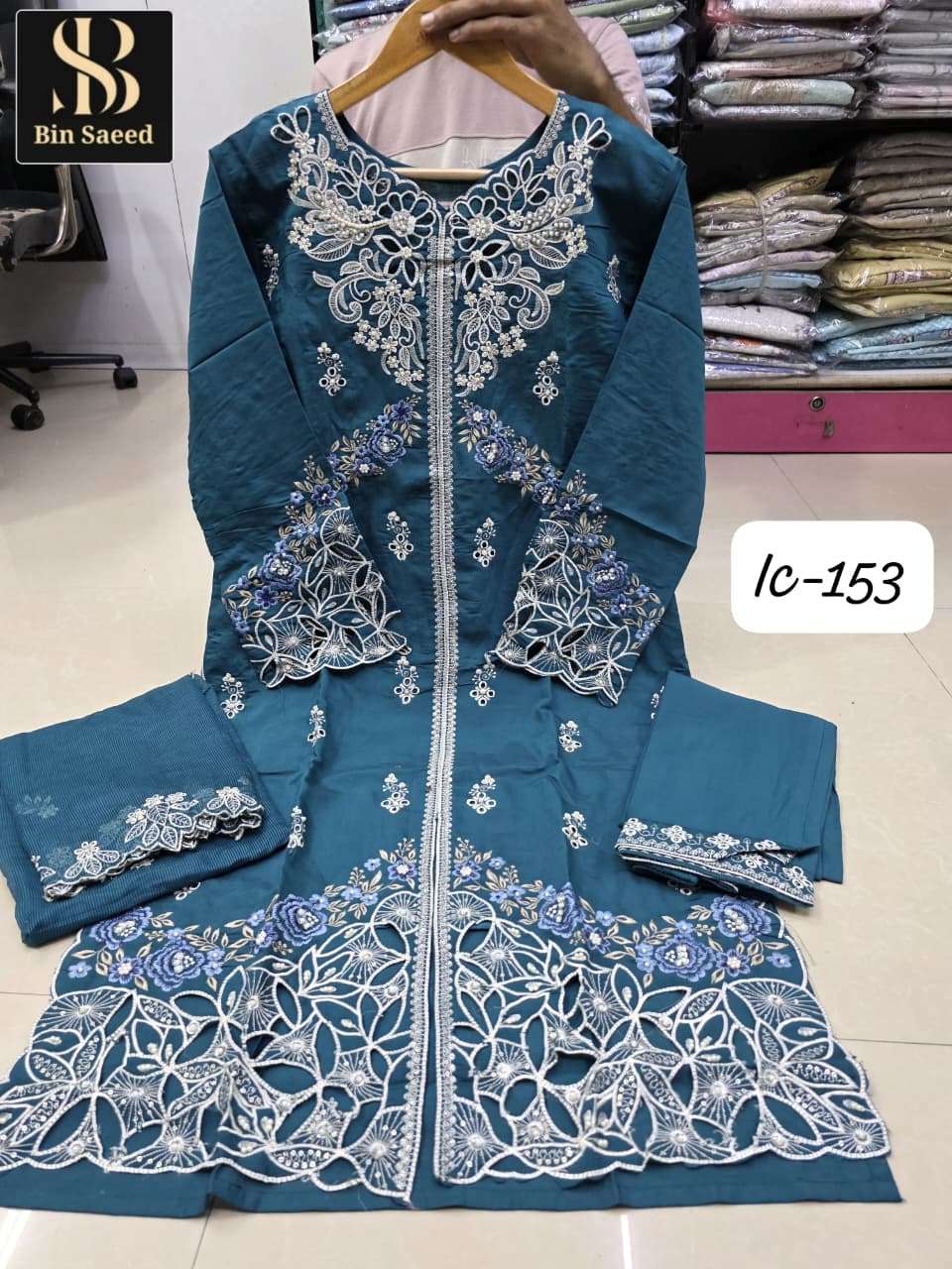 BIN SAEED LC-153 BY ASLIWHOLESALE DESIGNER PURE COTTON EMBROIDERY DRESSES-00272