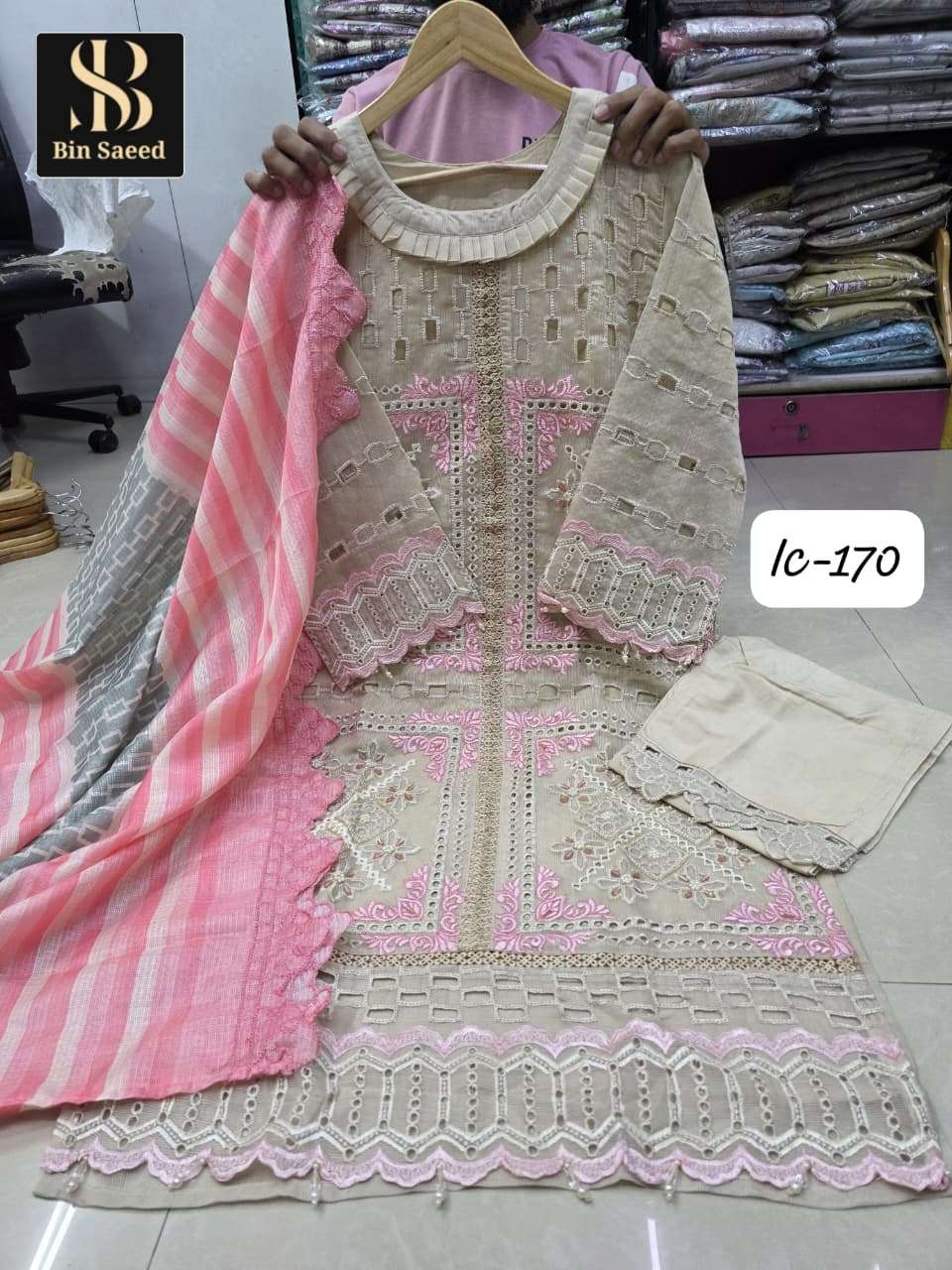 BIN SAEED LC-170 BY ASLIWHOLESALE DESIGNER PURE FANCY EMBROIDERY DRESSES-00272