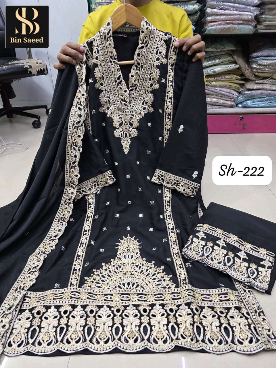 BIN SAEED SH-222 PURE GEORGETTE EMBROIDERY PAKISTANI DRESSES-00272