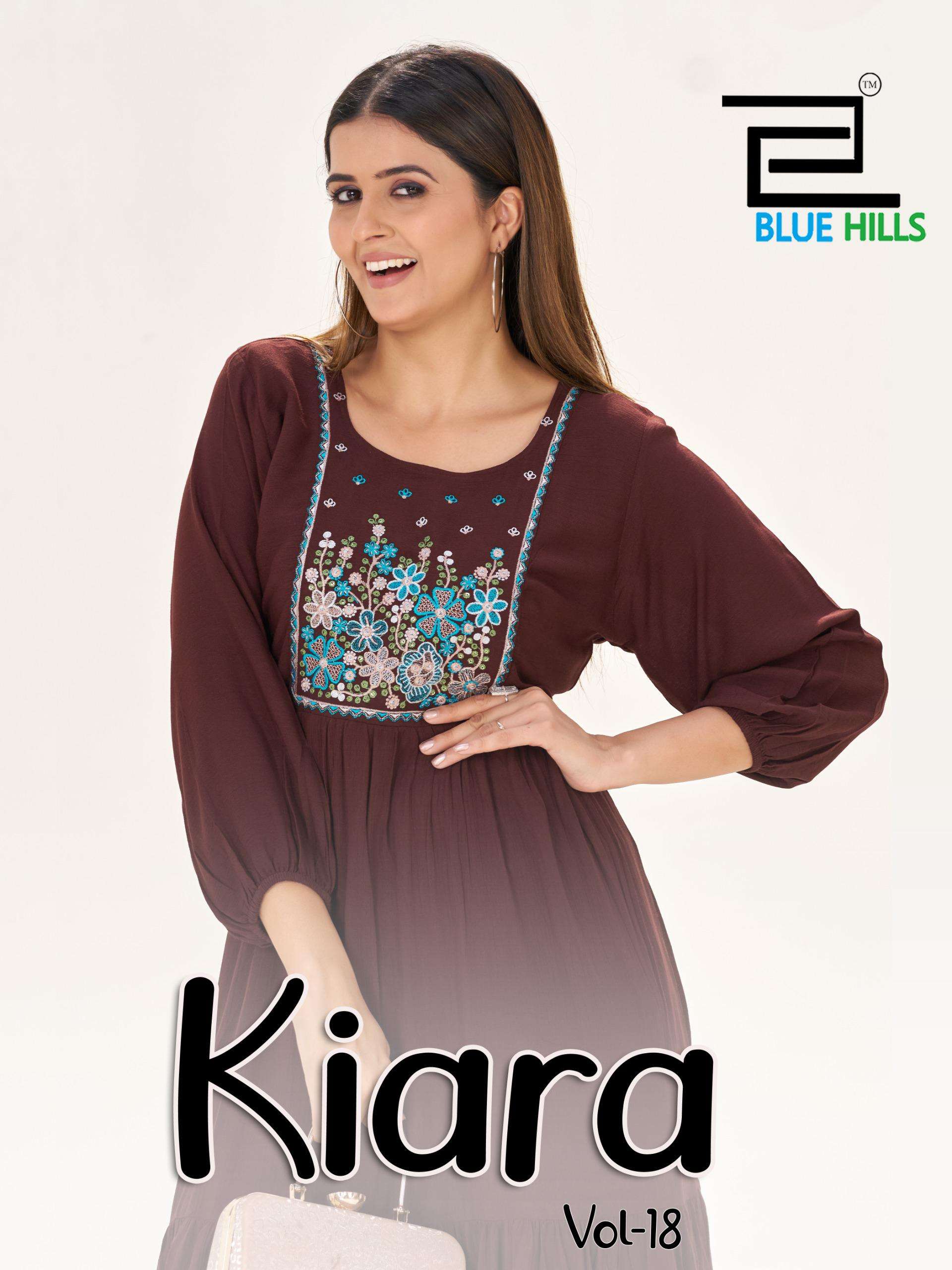 BLUE HILLS KIARA VOL-18 8001 TO 8005 SERIES PURE RAYON EMBROIDERY TUNICS-00099