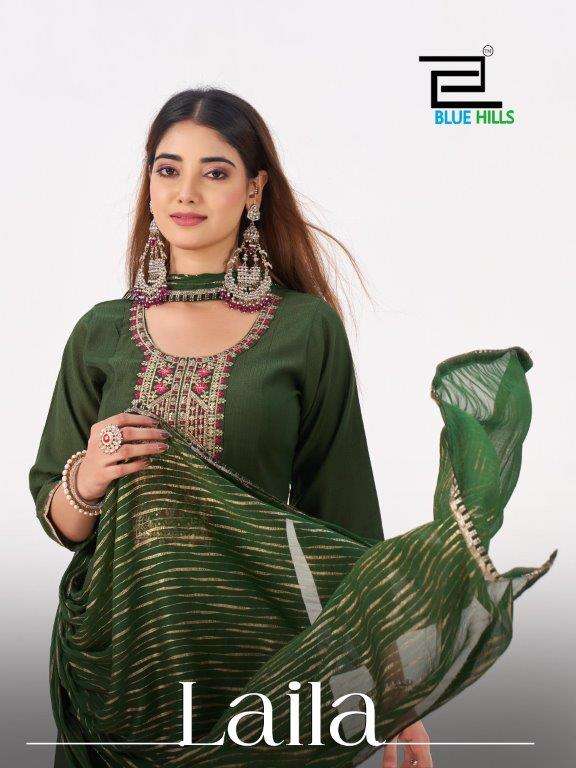 BLUE HILLS LAILA 1001 TO 1006 SERIES PURE SILK EMBROIDERY DRESSES-00099