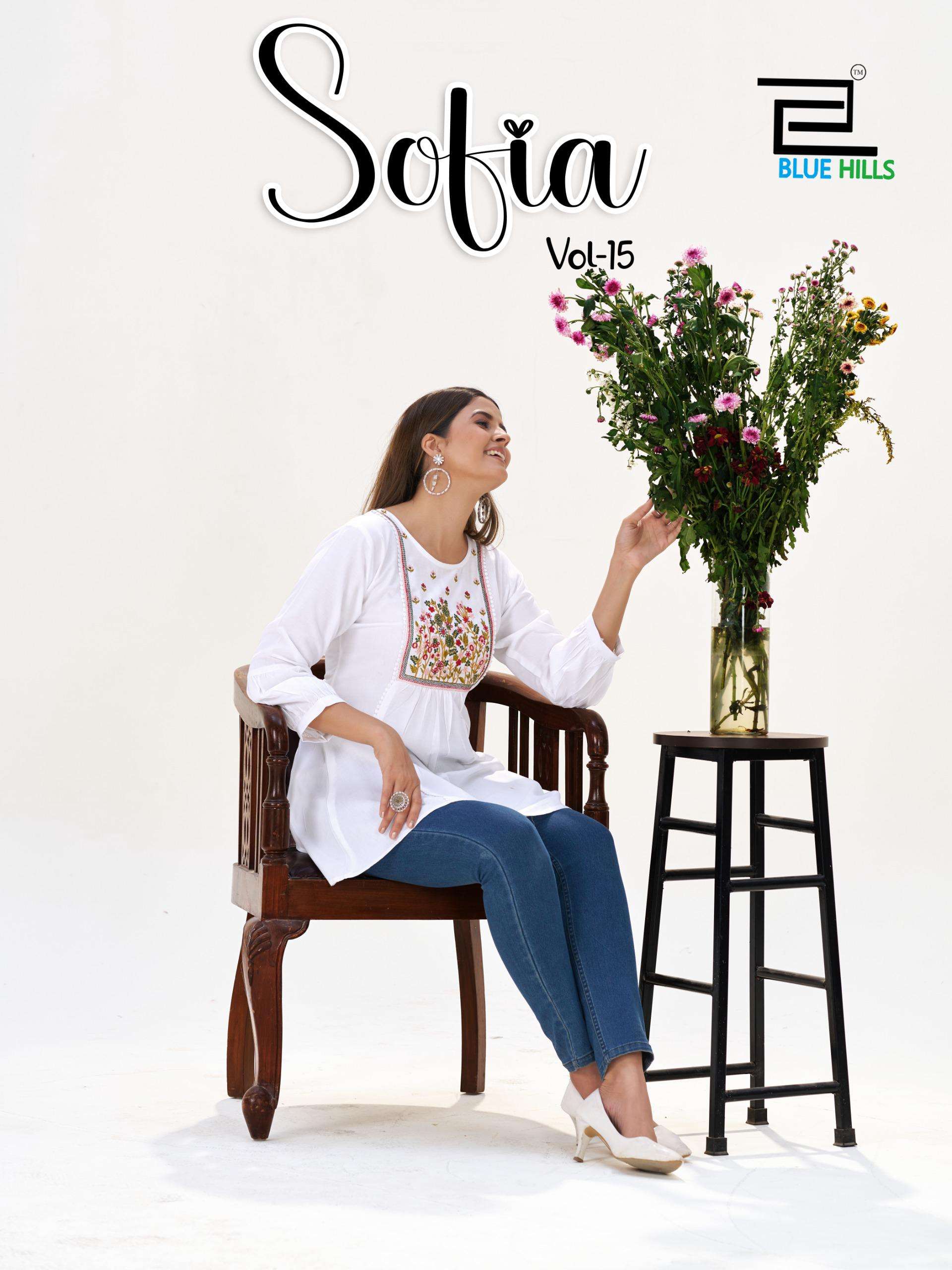 BLUE HILLS SOFIA VOL-15 1501 TO 1506 SERIES PURE RAYON EMBROIDERY TUNICS-00099