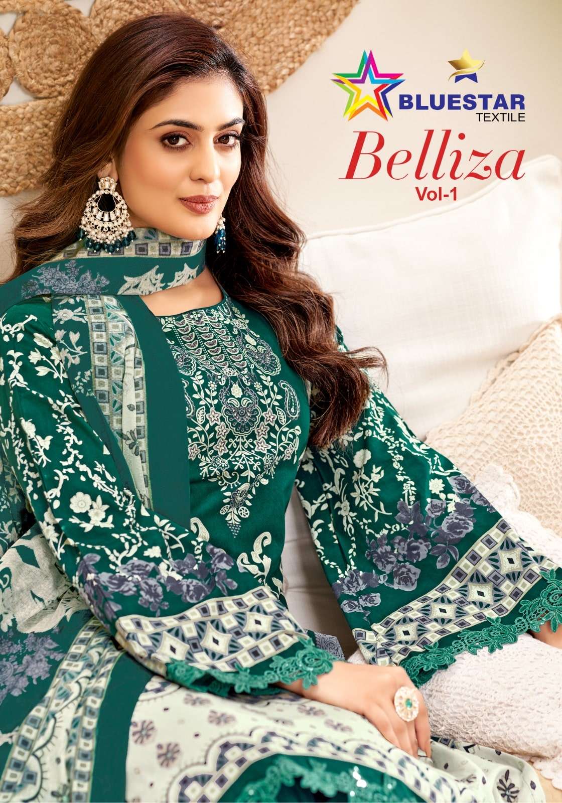 BLUESTAR TEXTILE BELLIZA VOL-01 1001 TO 1008 SERIES PURE COTTON PAKISTANI DRESSES-00201