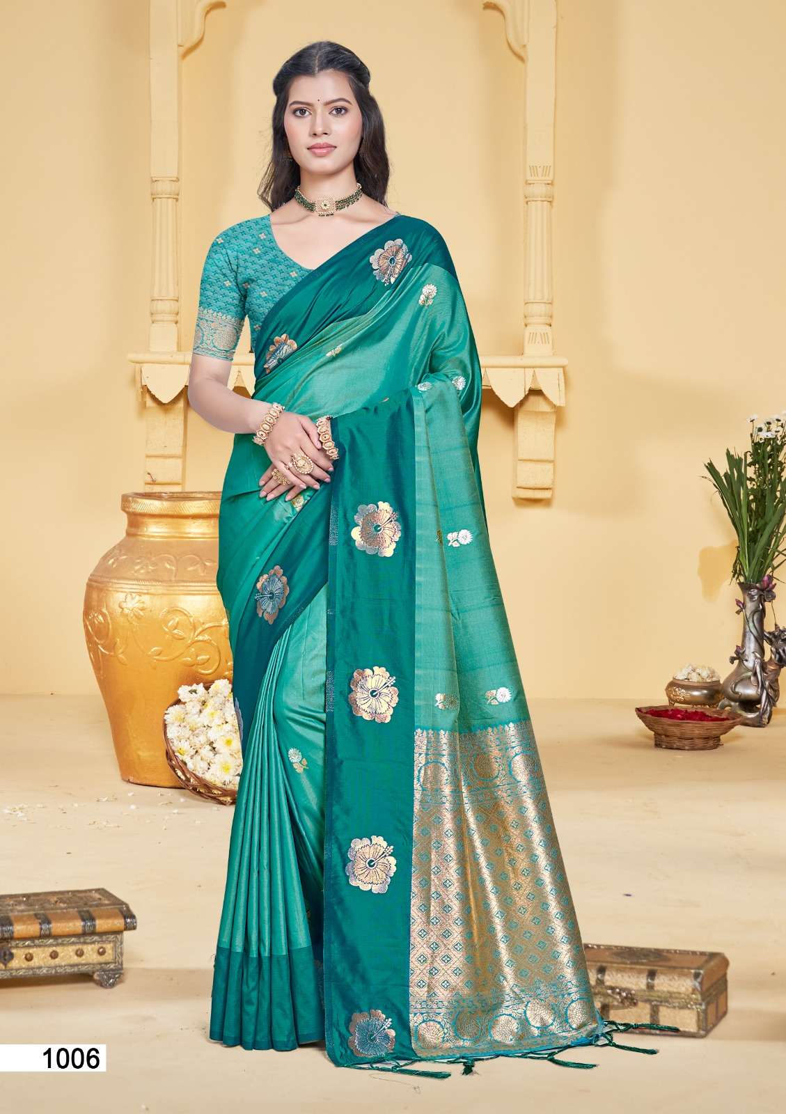 BUNAWAT ANGEL PURE SILK EMBROIDERY PRINTED SAREES-00037