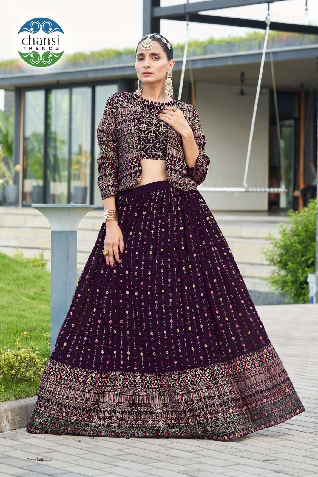 CHANSI TRENDZ AMALA PURE GEORGETTE EMBROIDERY LEHENGAS-00303