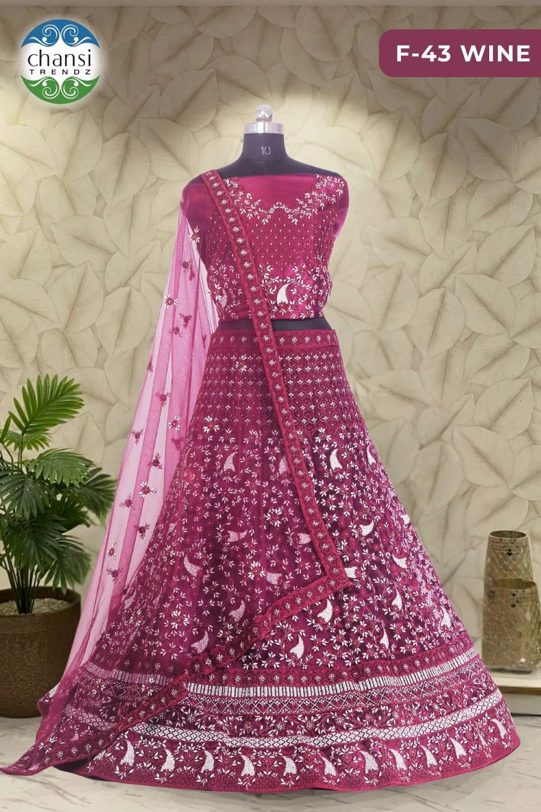 CHANSI TRENDZ F-43 PURE NET EMBROIDERY LEHENGAS-00303