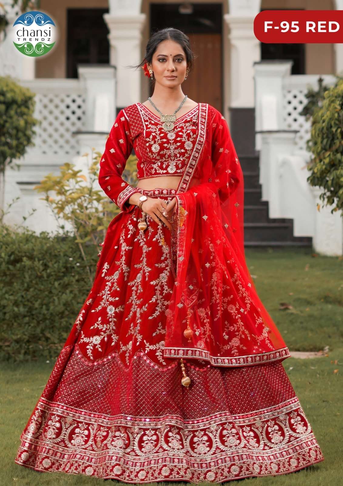 CHANSI TRENDZ F-95 PURE VELVET EMBROIDERY LEHENGAS-00303