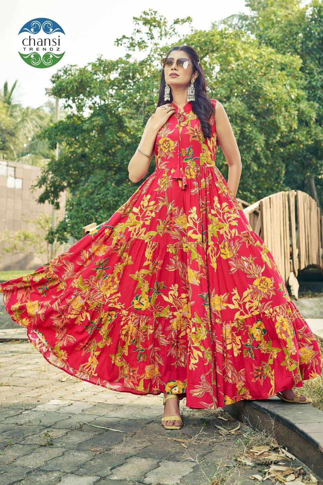 CHANSI TRENDZ KALYANI PURE RAYON PRINTED GOWN-00303