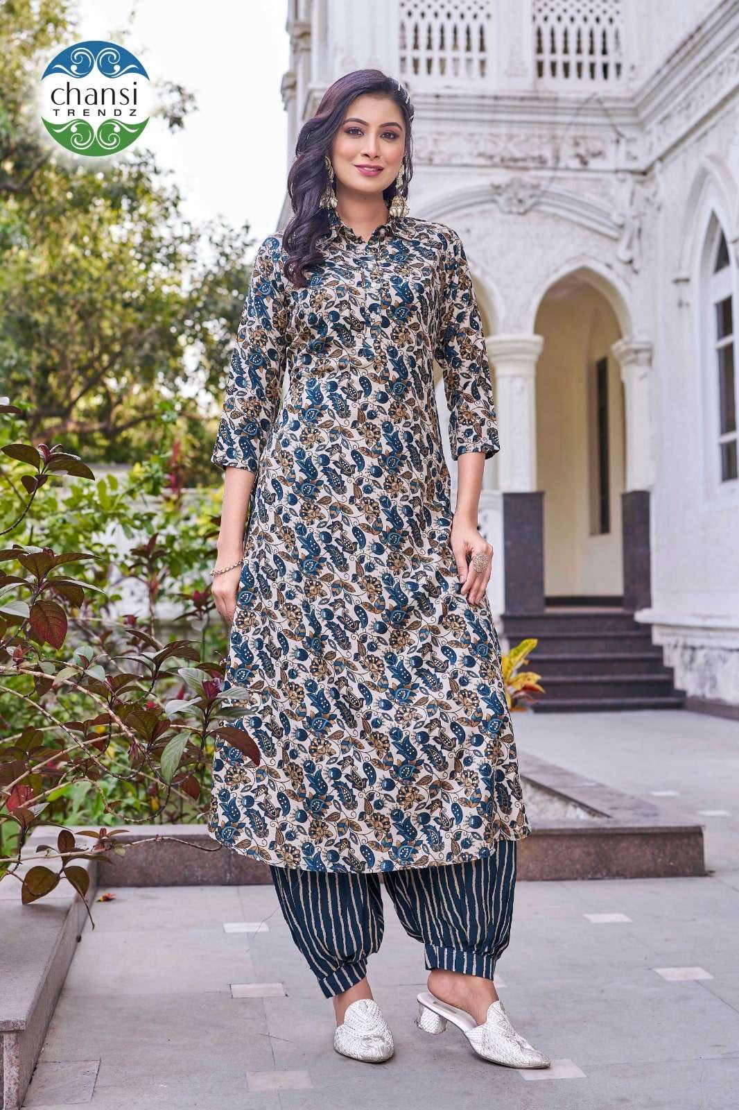 CHANSI TRENDZ KUHOO PURE RAYON EMBROIDERY PRINTED DRESSES-00303