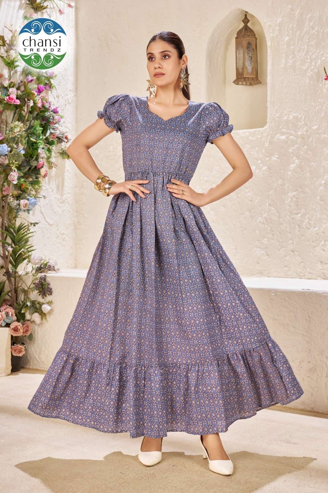 CHANSI TRENDZ NETRI PURE COTTON PRINTED GOWN-00303