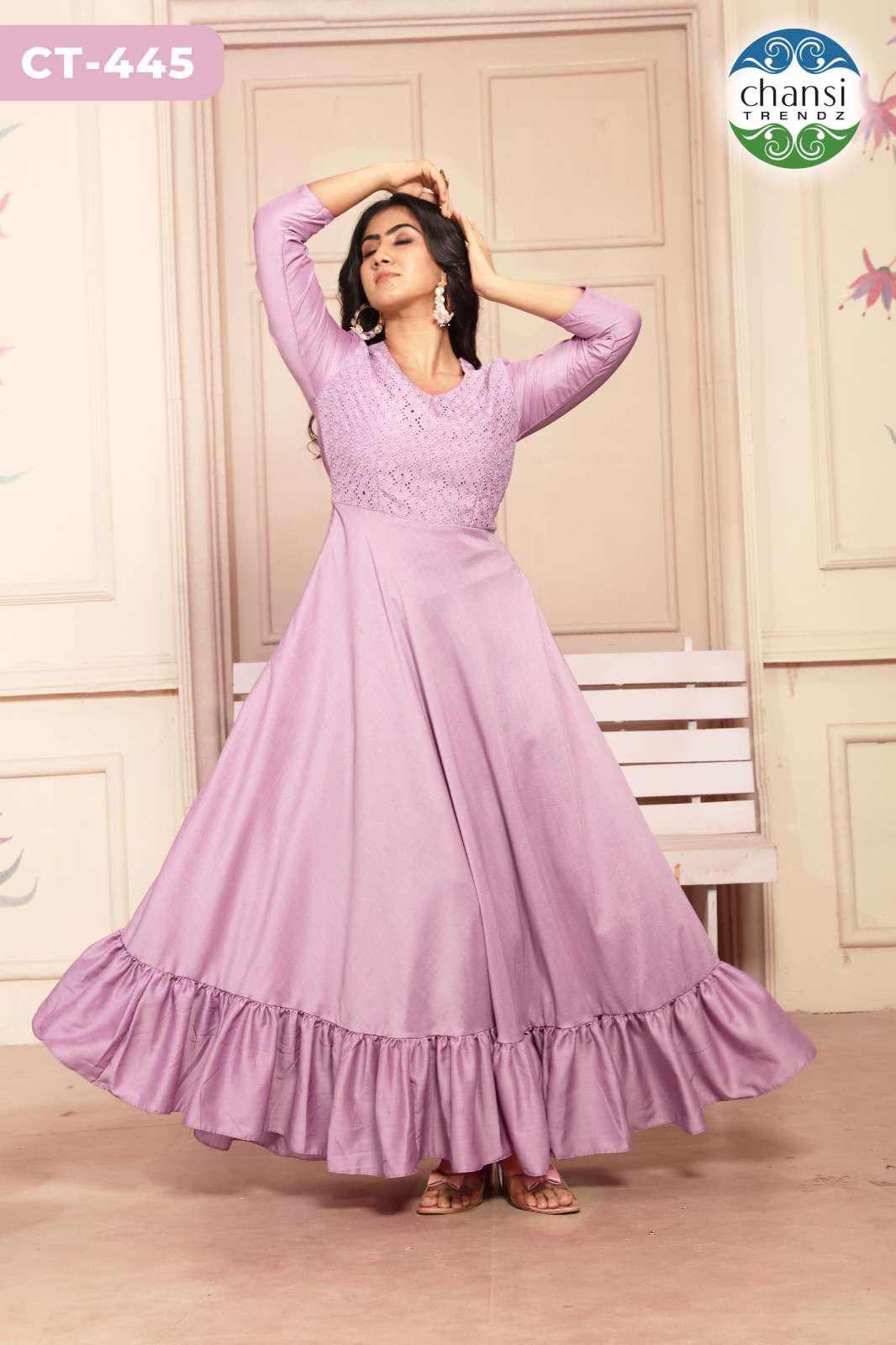 CHANSI TRENDZ PADMALAYA PURE CHINON SILK EMBROIDERY GOWN-00303