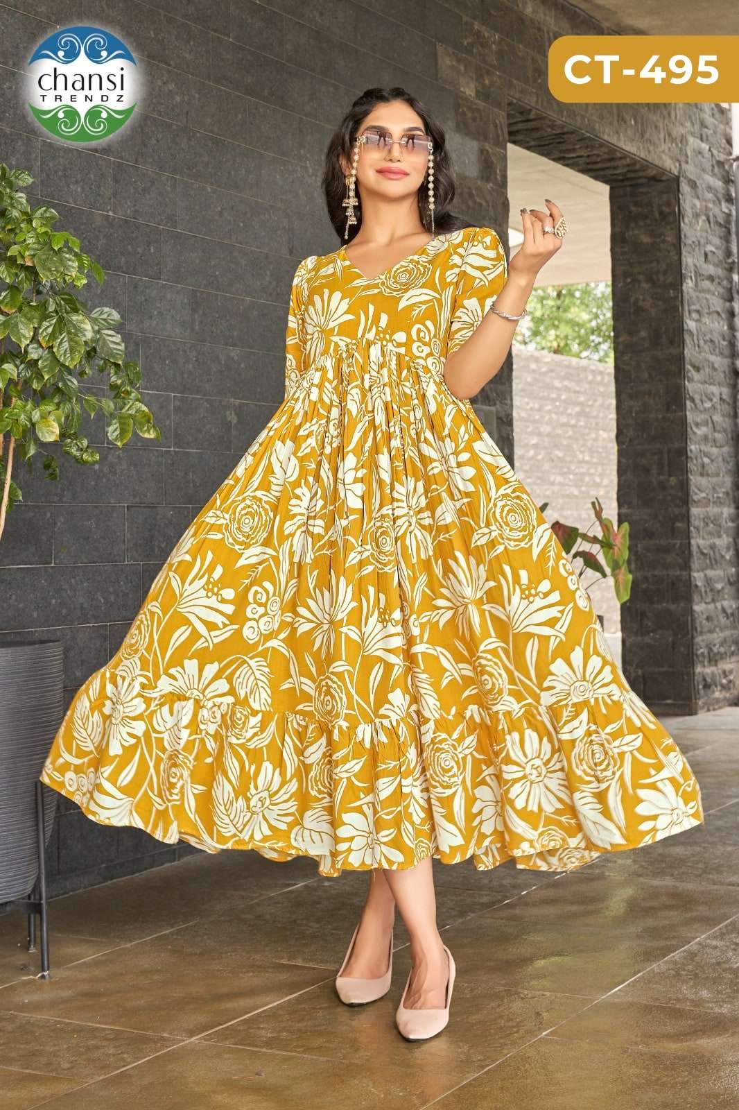 CHANSI TRENDZ RUKMINI PURE RAYON PRINTED GOWN-00303