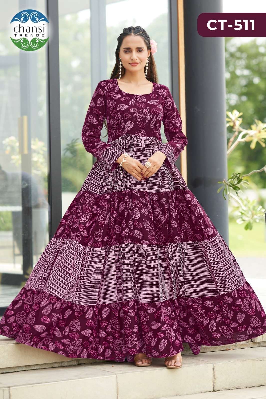 CHANSI TRENDZ SANANDA PURE RAYON PRINTED GOWN-00303
