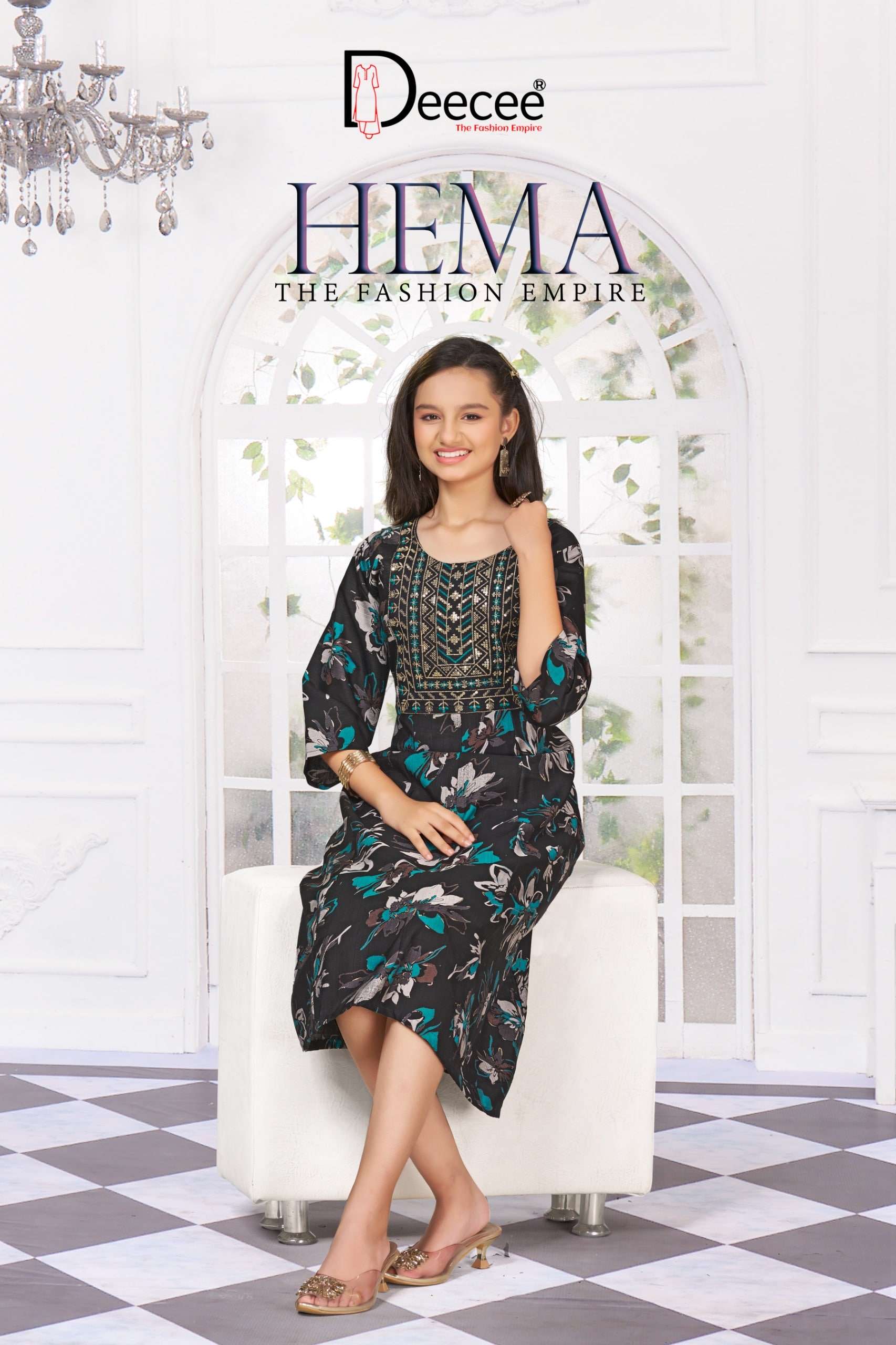 DEE CEE HEMA 01 TO 06 SERIES PURE VERTICAN PRINTED KIDS WEAR KURTIS-00093