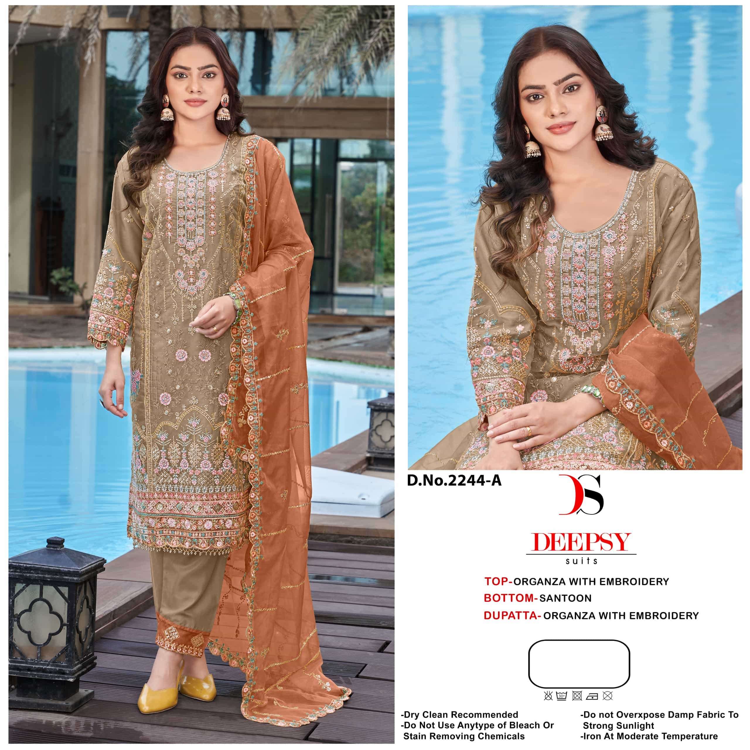 DEEPSY SUIT 2244 PURE ORGANZA EMBROIDERY PAKISTANI DRESSES-00201