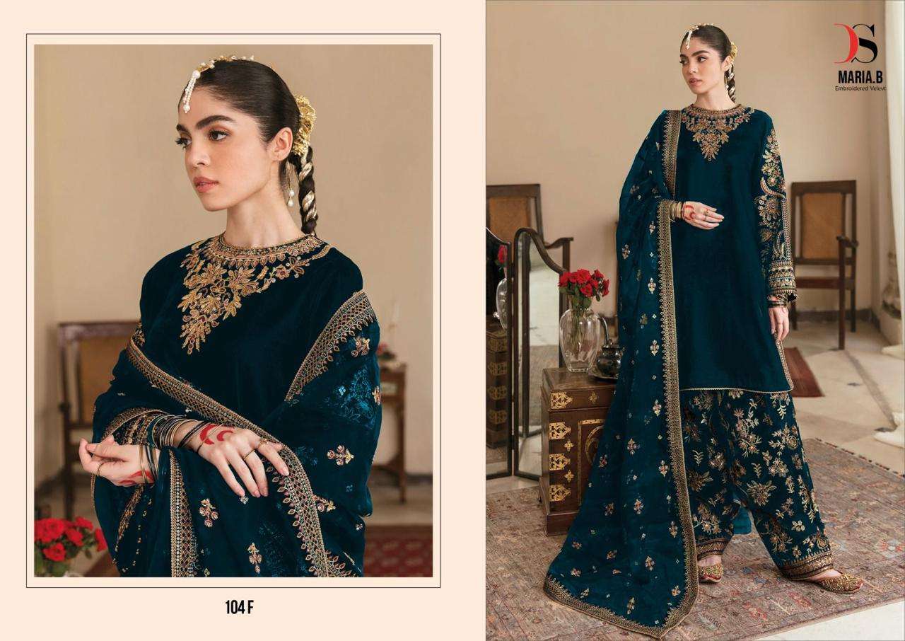 DEEPSY SUIT D-104 PURE VELVET EMBROIDERY PAKISTANI DRESSES-00201