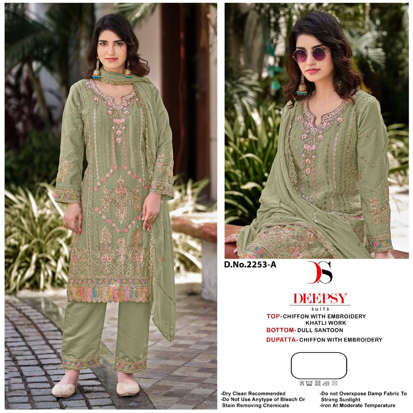 DEEPSY SUIT D-2253 2253-A TO 2253-D SERIES PURE CHIFFON EMBROIDERY DRESSES-00201