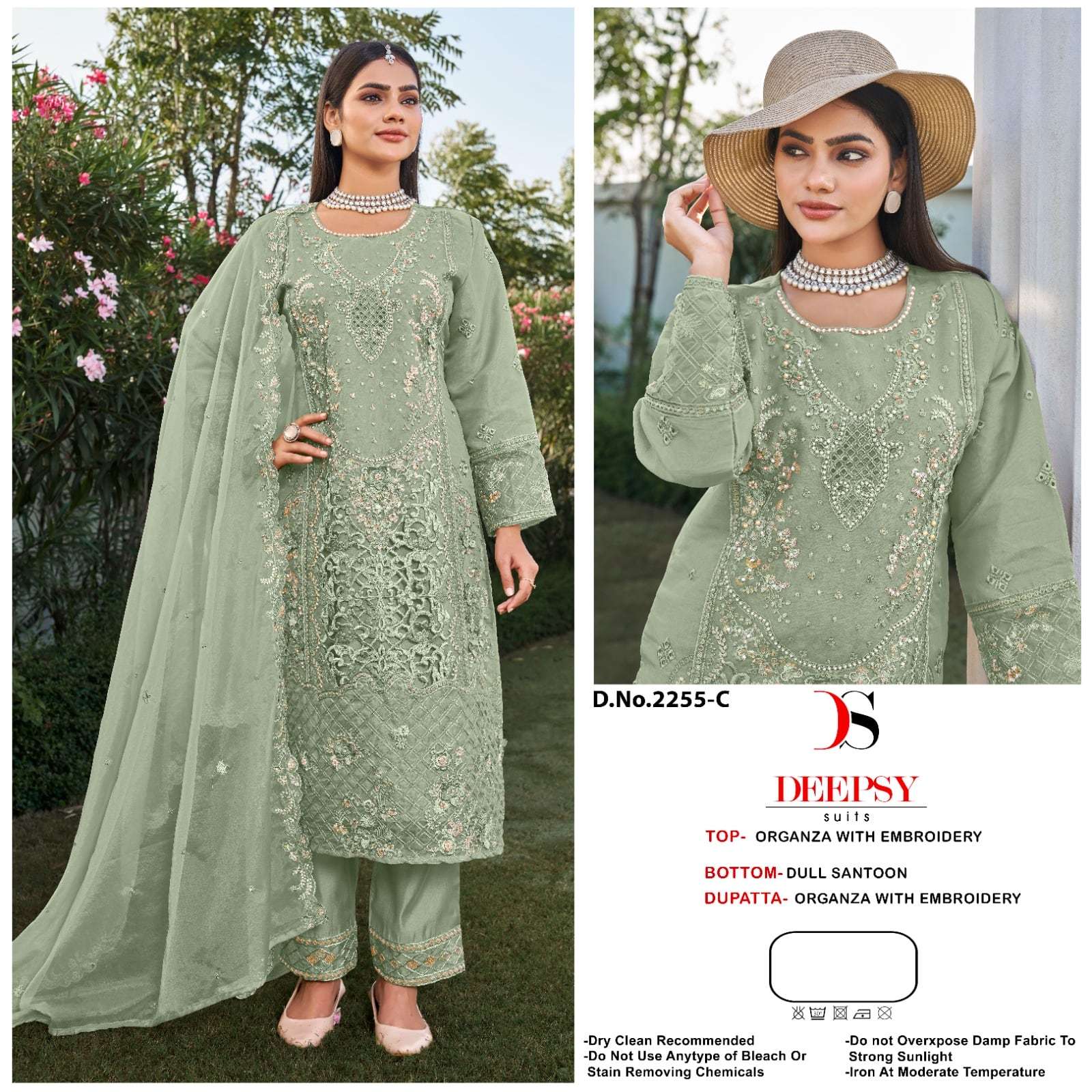 DEEPSY SUIT D-2255 PURE ORGANZA EMBROIDERY PAKISTANI DRESSES-00201