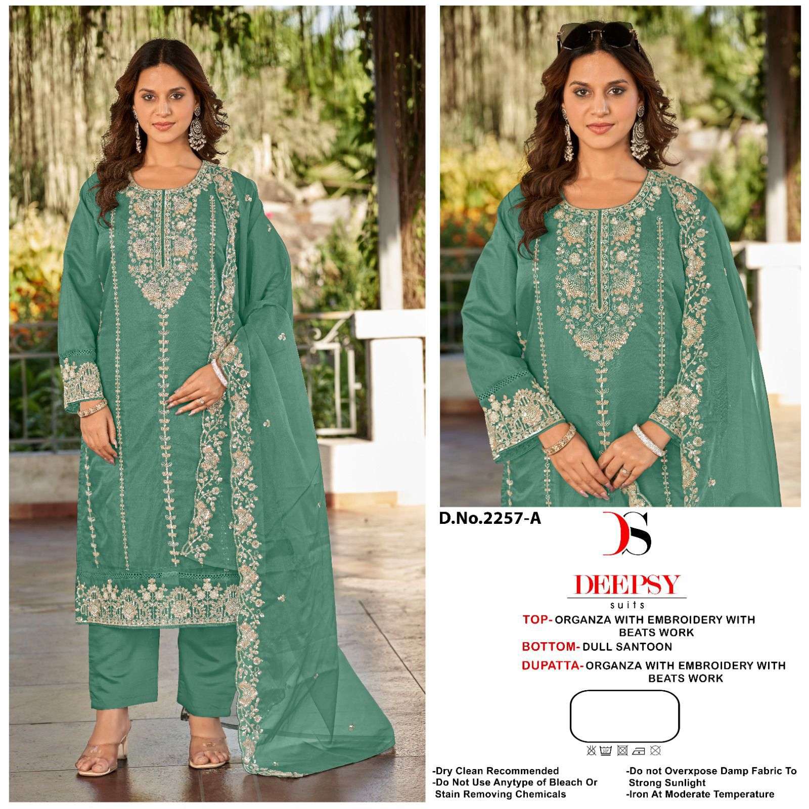 DEEPSY SUIT D-2257 A TO D SERIES PURE ORGANZA EMBROIDERY PAKISTANI DRESSES-00201