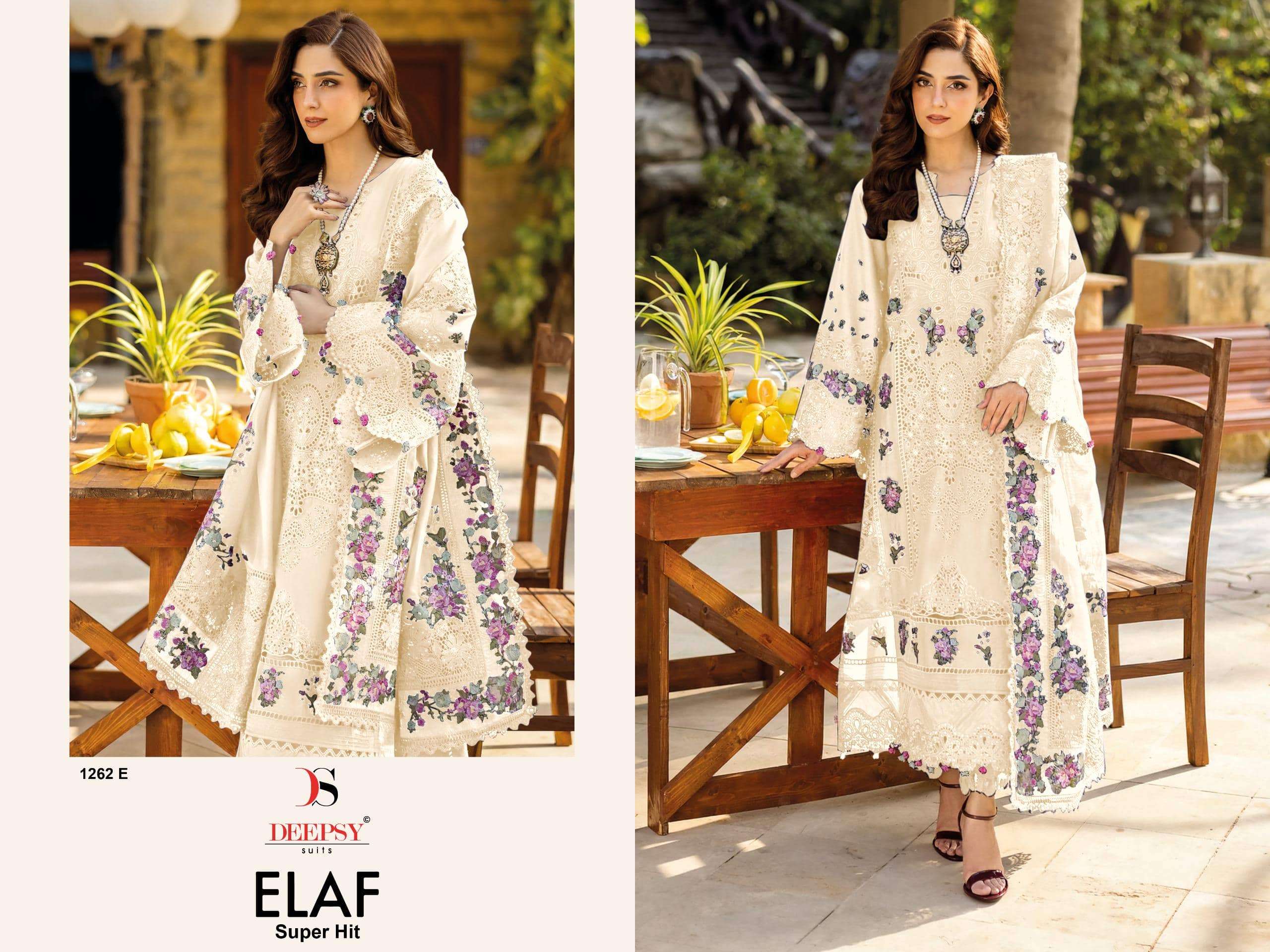DEEPSY SUIT ELAF LUXURY 1262  DARK COLOURS PURE COTTON EMBROIDERY PAKISTANI DRESSES-00011