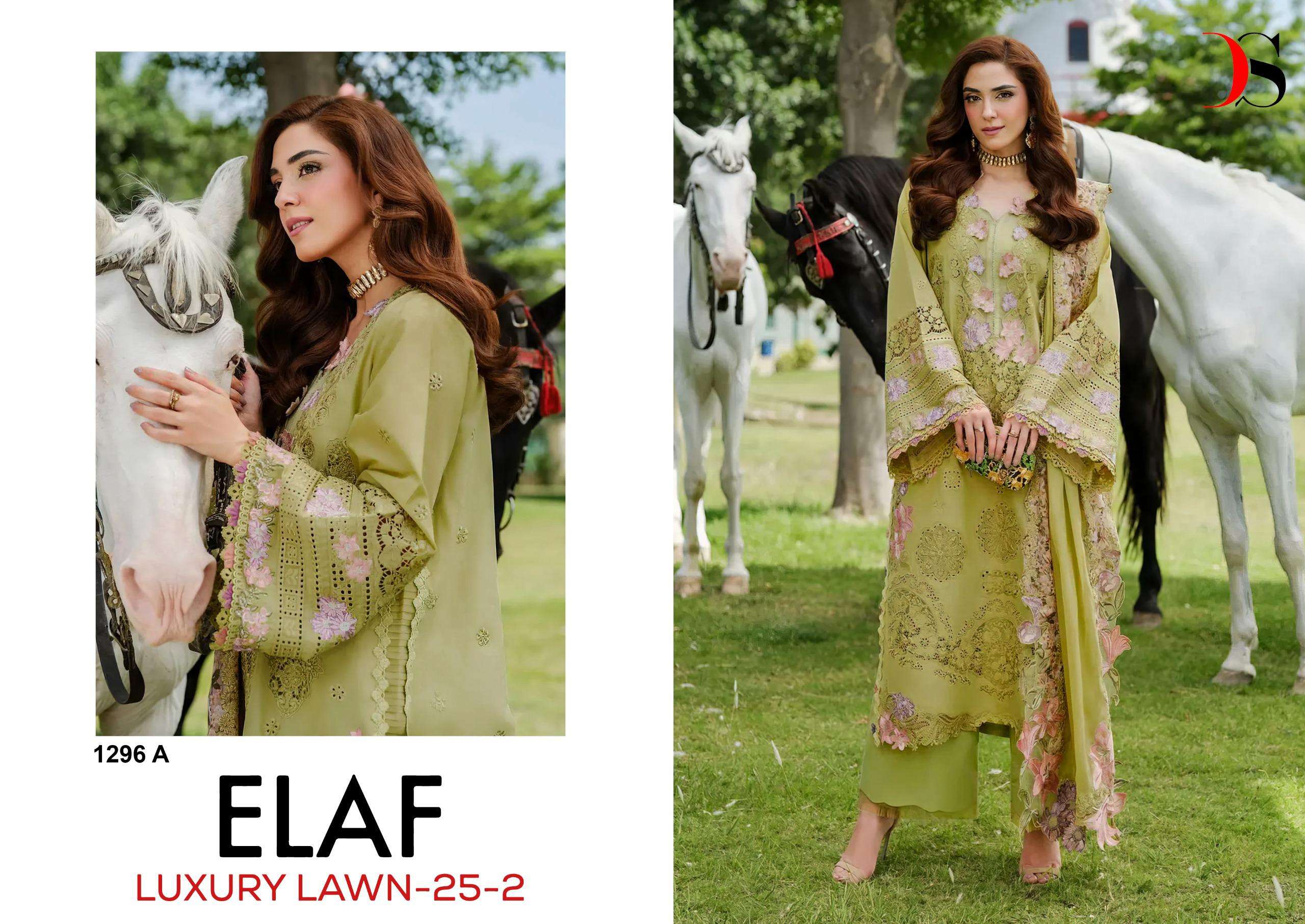 DEEPSY SUIT ELAF LUXURY LAWN 1296 COLOUR PURE COTTON EMBROIDERY PAKISTANI DRESSES-00011