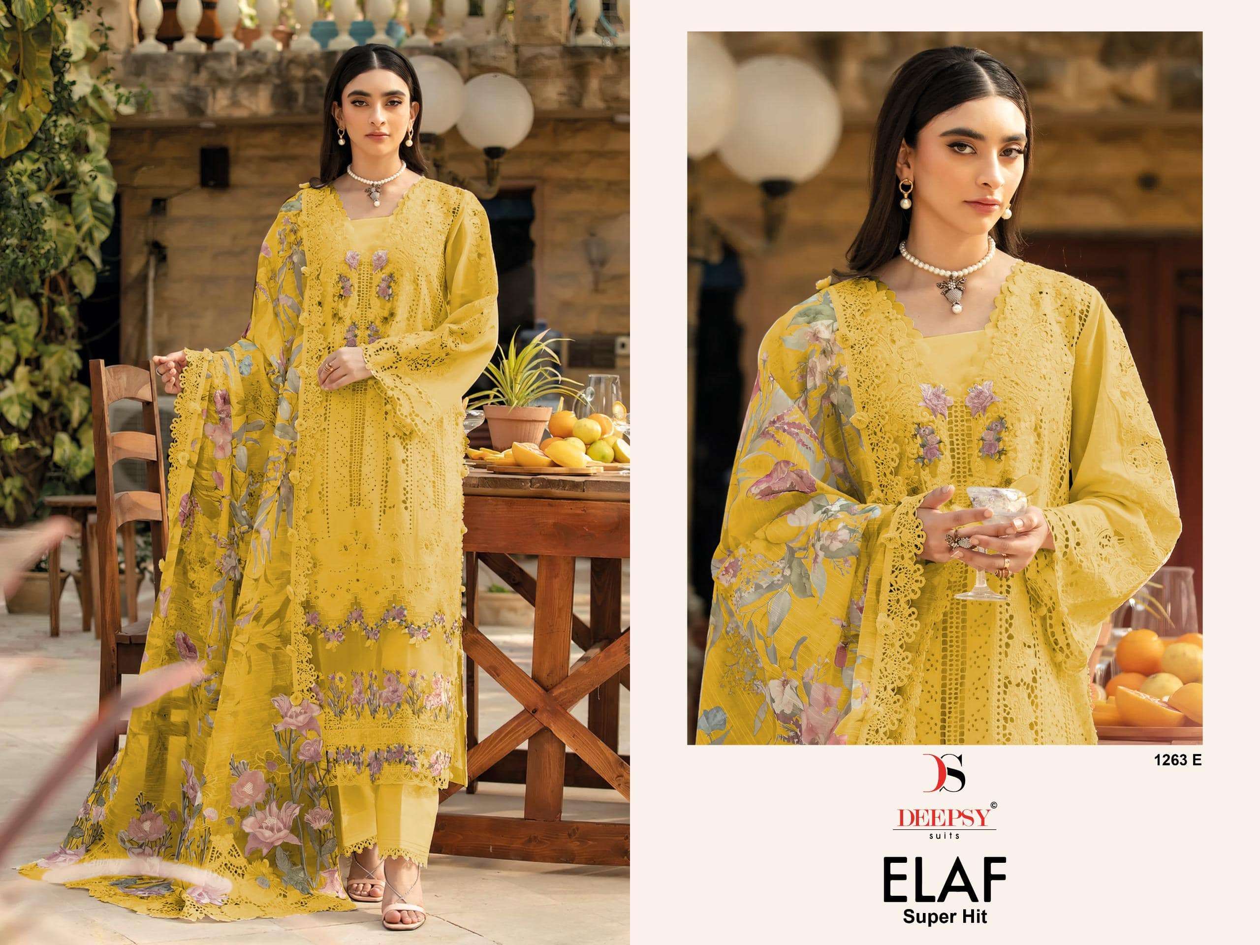 DEEPSY SUITS ELAF LUXURY 1263 DARK CHART SERIES PURE COTTON EMBROIDERY DRESSES-00201