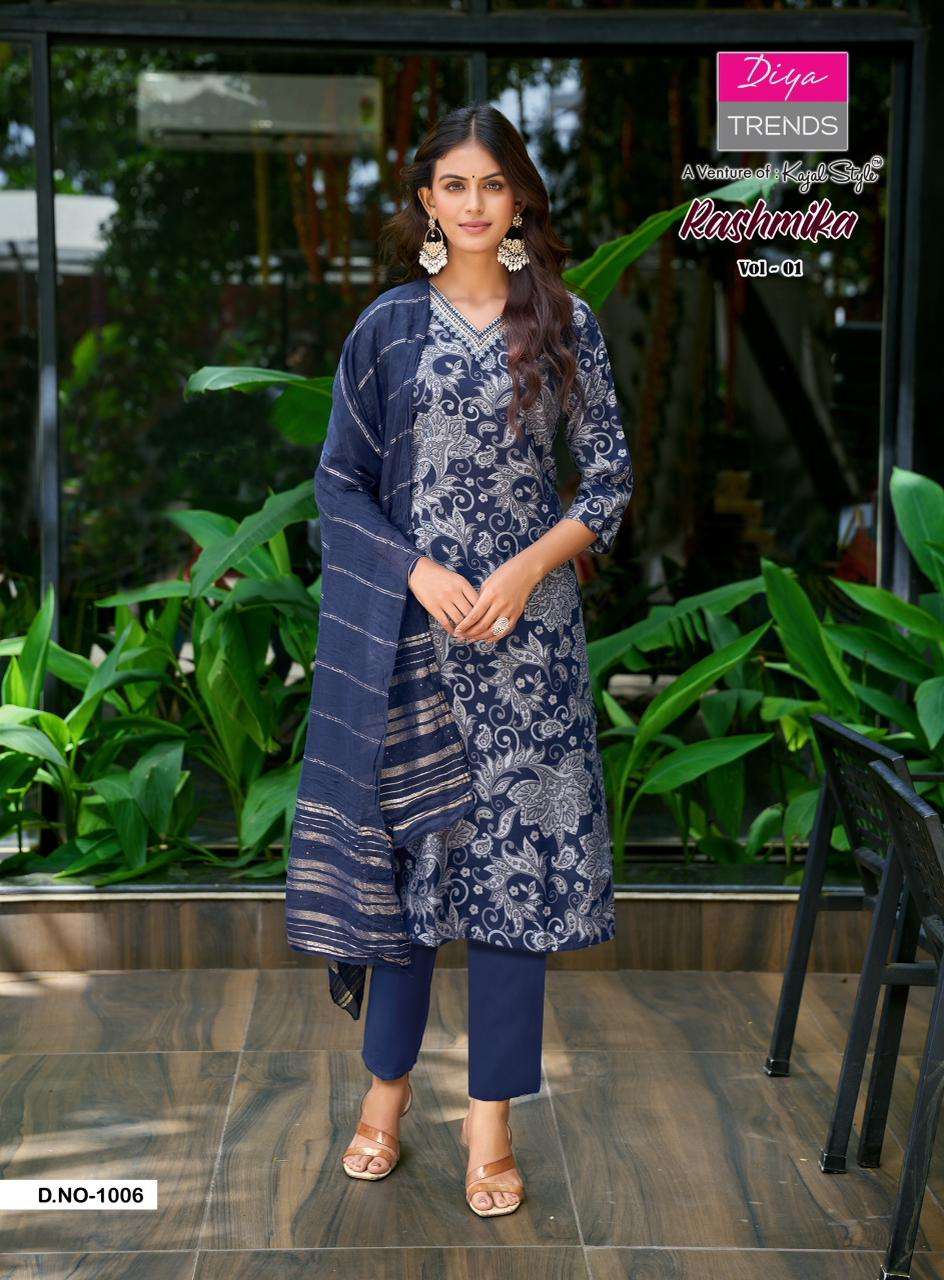 DIYA TRENDZ RASHMIKA VOL-01 1001 TO 1008 SERIES PURE VERTICAN PRINTED DRESSES-00140