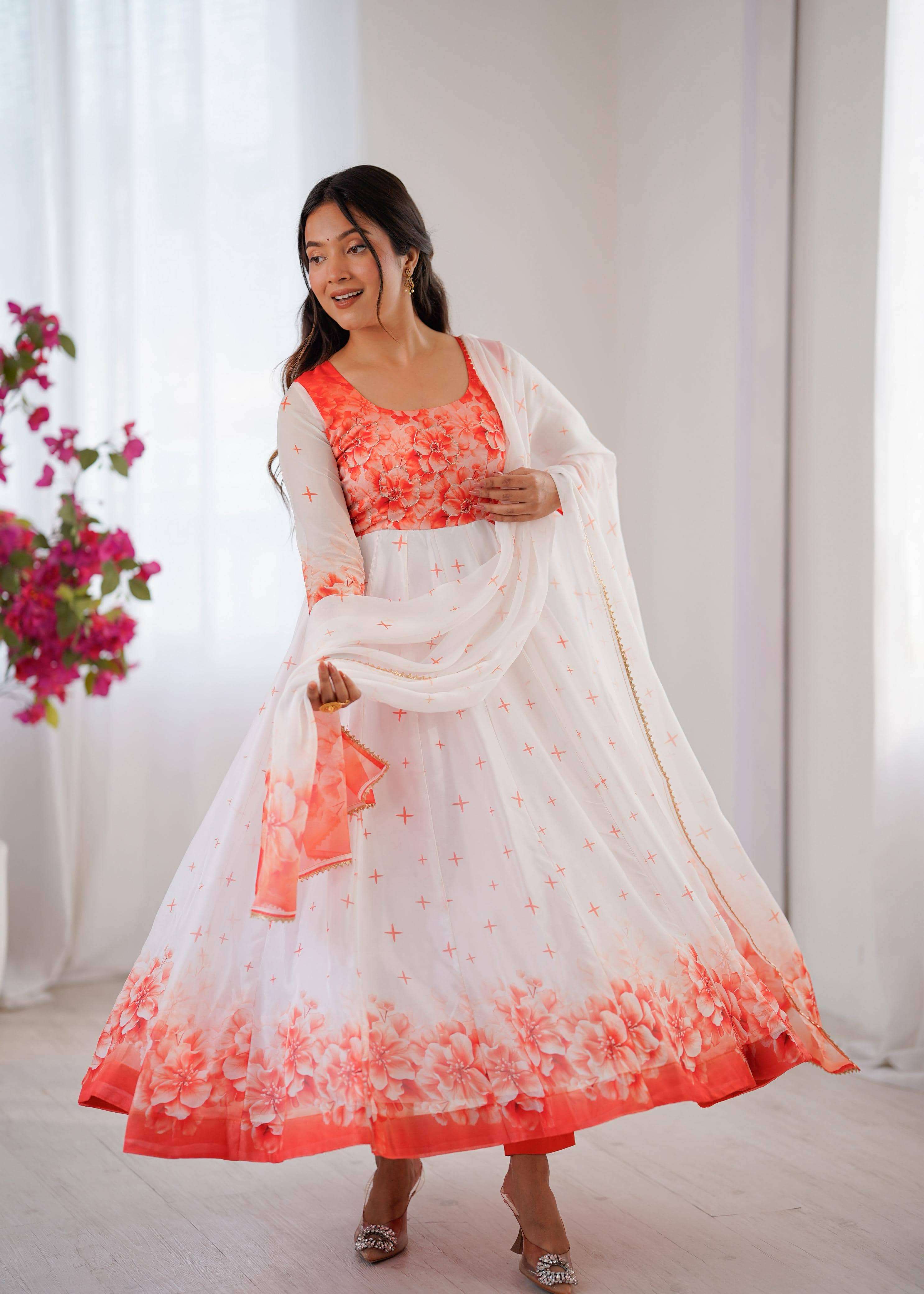 DN-518 BY ASLIWHOLESALE DESIGNER PURE ORGANZA EMBROIDERY DRESSES-00232