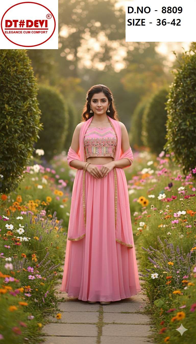 DT DEVI 8809 SERIES PURE GEORGETTE EMBROIDERY KIDS WEAR-00309