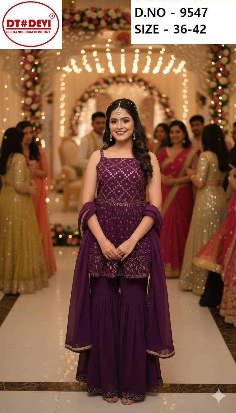 DT DEVI SAIYAARA 9547 SERIES PURE GEORGETTE EMBROIDERY KIDS WEAR-00309